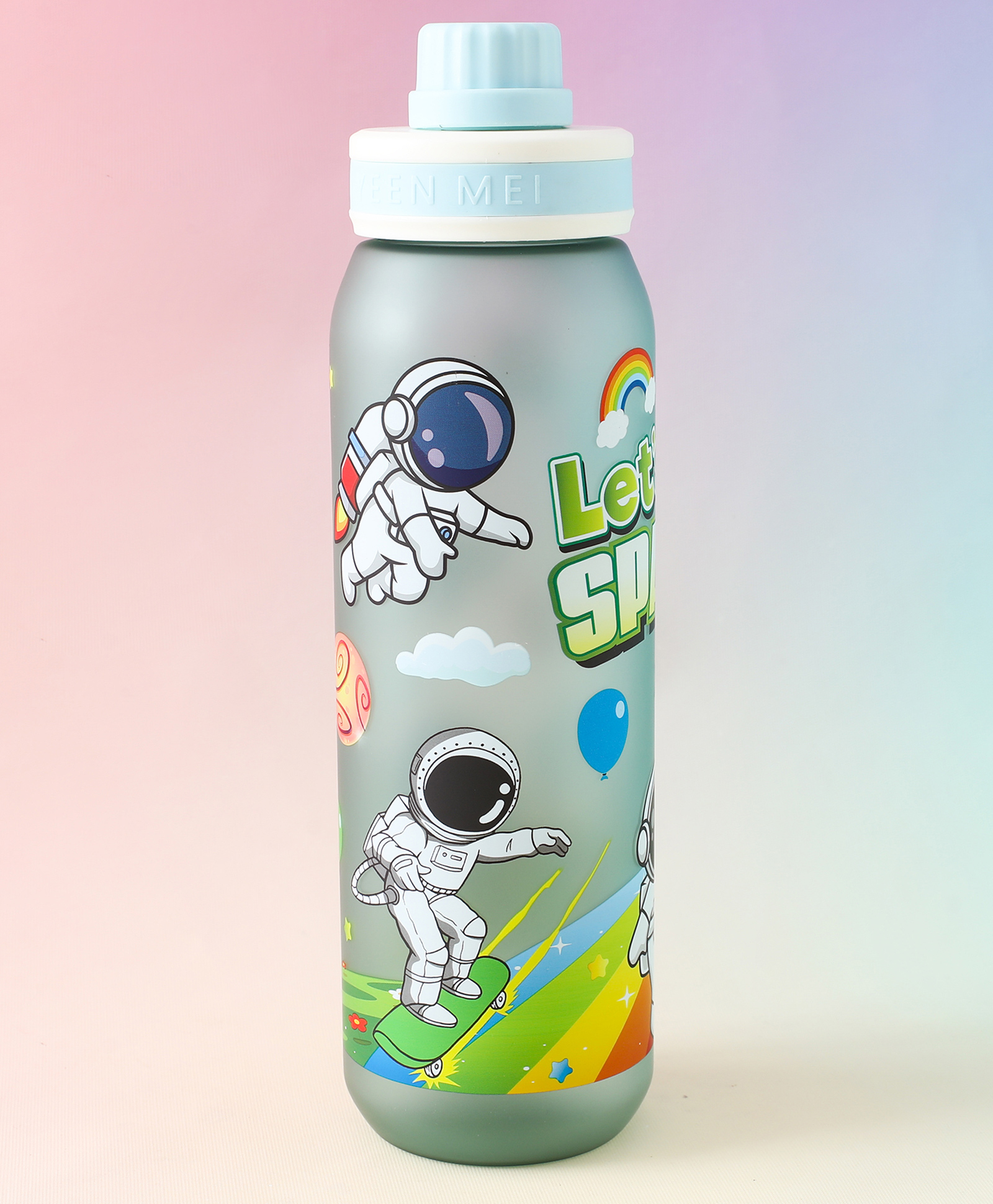 Regular Water Bottle 1000ml Astronaut Print - Green| Stylish Flip Cover & Handle | BPA Free | Ideal for School, Home & Travel | School-going Boys & Girls | Lightweight & Leak Resistant-image-44