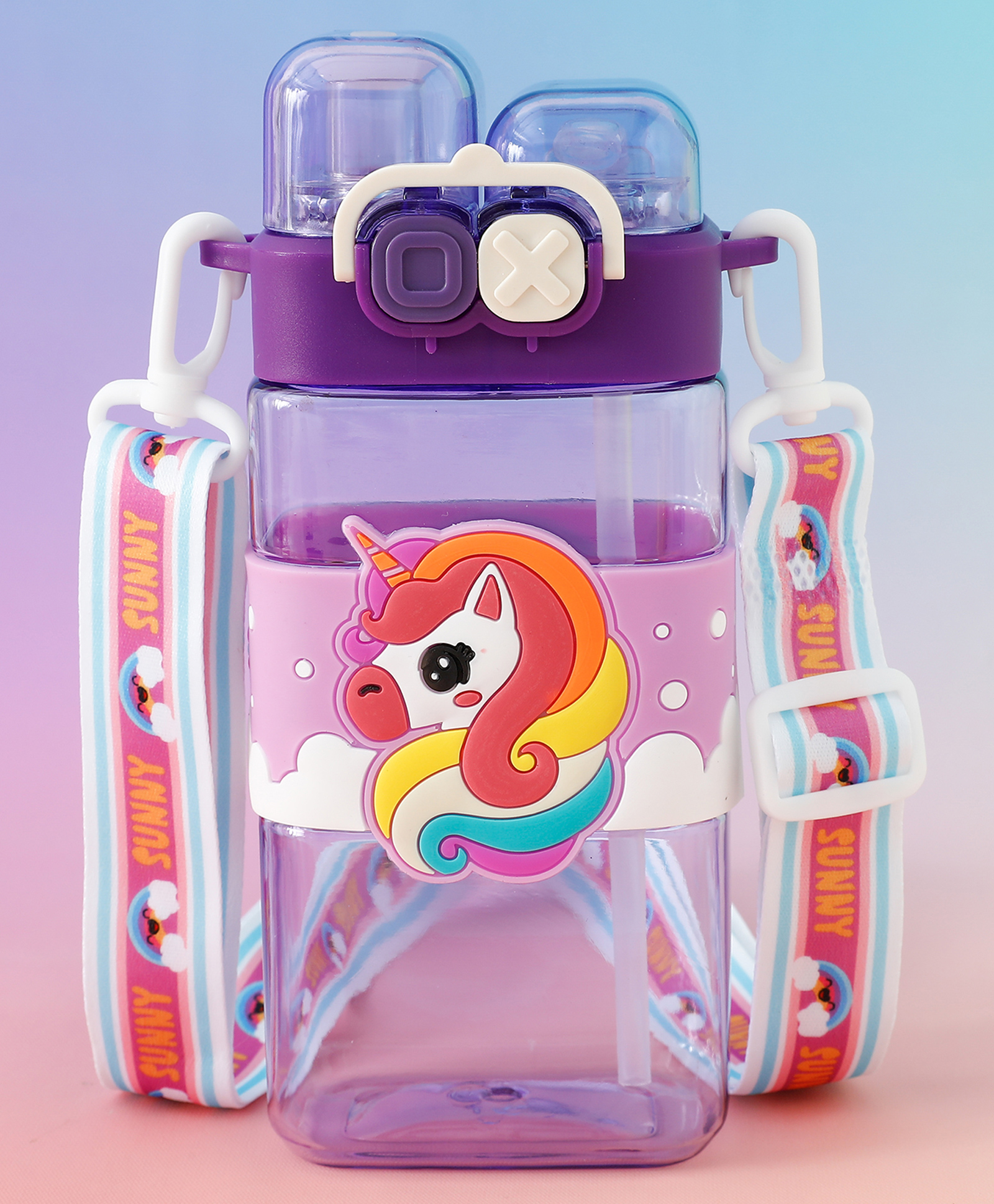 Unicorn Kids Straw Water Bottle 550 ml - Purple| Dual Drinking Option (Straw & Spout)| Leak-Resistant| BPA Free & Freezer Safe| Sipper Bottle for School & Travel for Boys & Girls-image-47