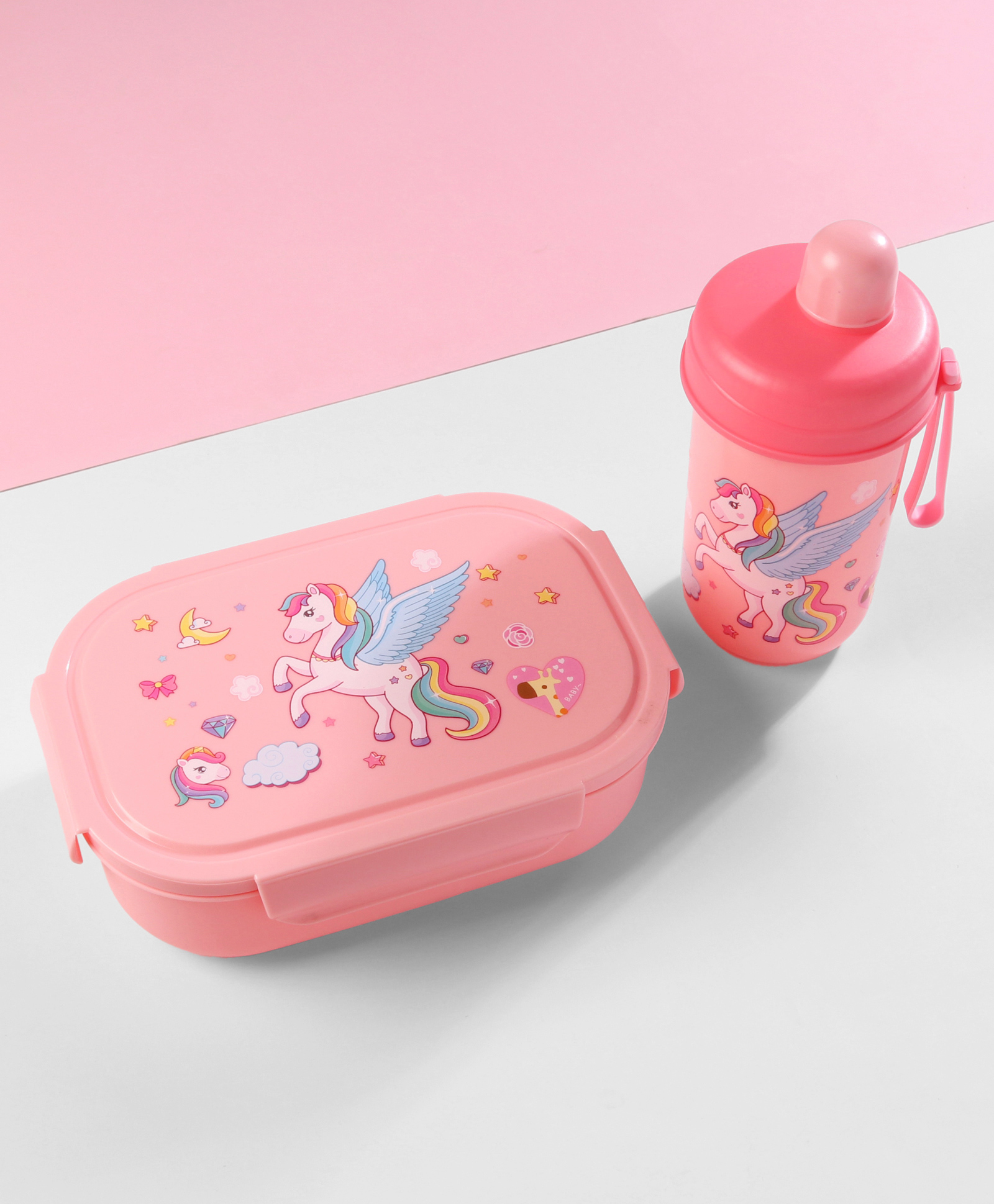 fab n funky Unicorn Kids Lunch Box Set Pink| BPA-Free| 450ml Lunch Box & 400ml Water Bottle & Tiffin Box for School for Boys & Girls| Leak-Resistant| Freezer-Safe| Durable Kids| Snack, Lunch Box-picture-23