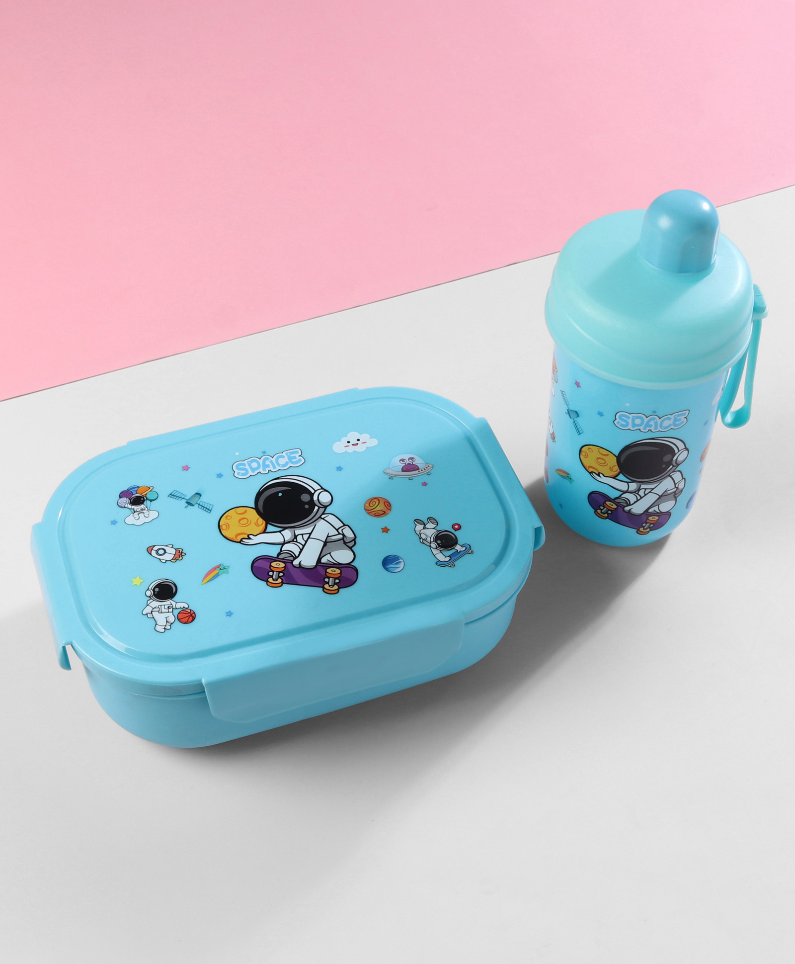 fab n funky Unicorn Kids Lunch Box Set Blue| BPA-Free| 450ml Lunch Box & 400ml Water Bottle & Tiffin Box for School for Boys & Girls|Leak-Resistant| Freezer-Safe| Durable Kids| Snack, Lunch Box-picture-22