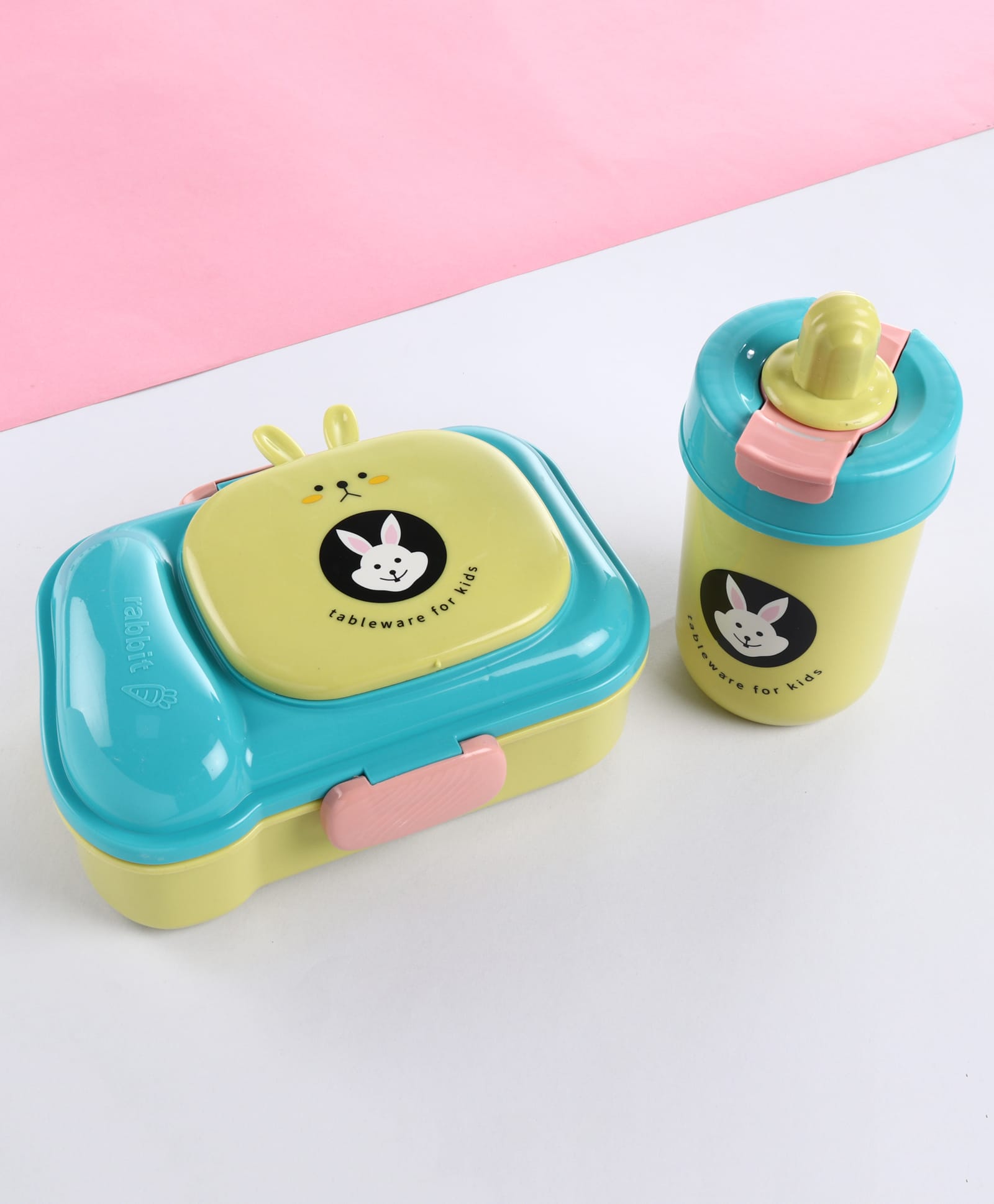 Kids Partition Lunch Box with Sipper Bottle - Blue & Green| 500ml Lunch Box & 500ml Water Bottle| BPA Free, Freezer Safe & Leak-Resistant| School Tiffin with Spoon & Fork, & Bottle Combo-image-35