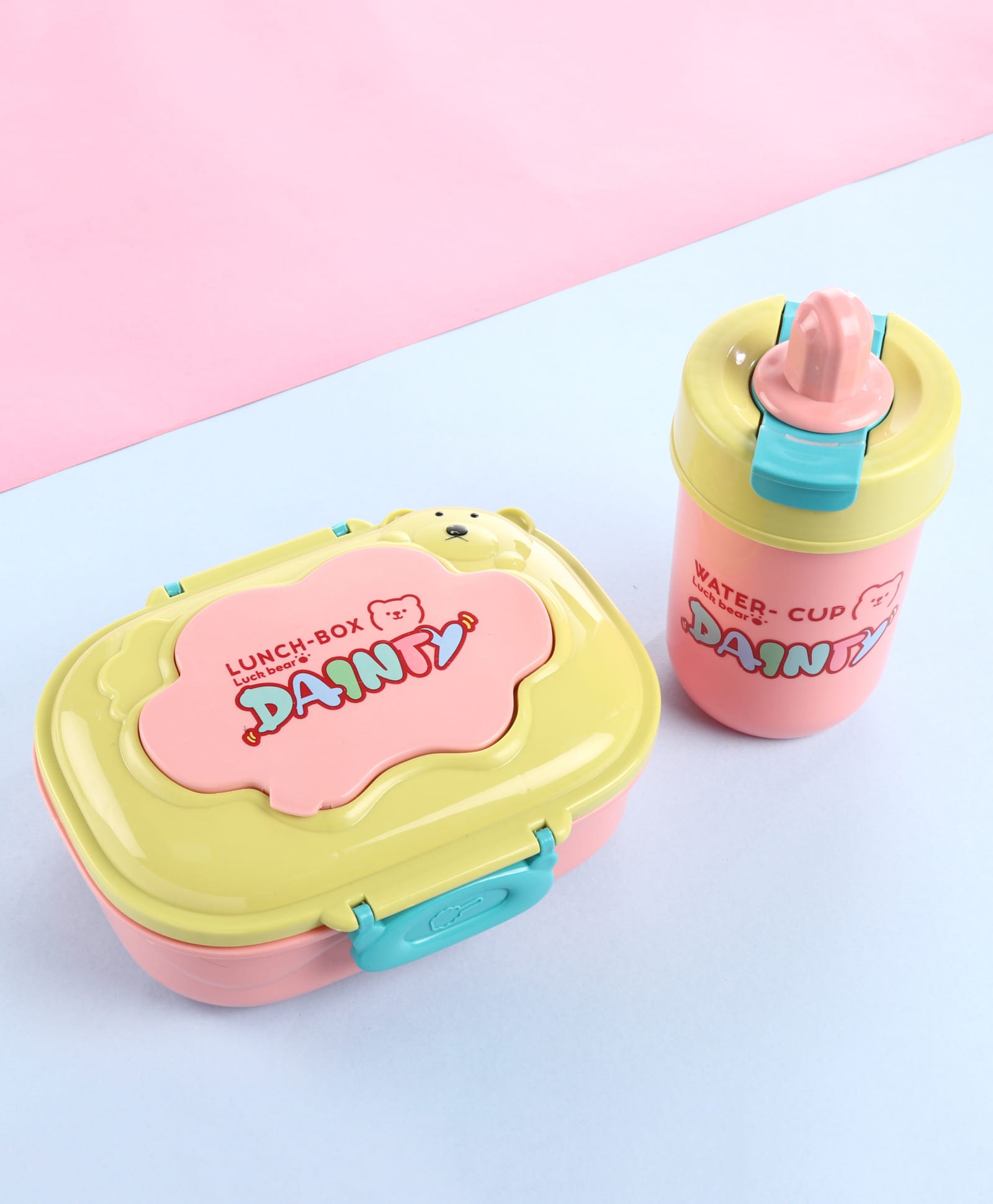 Kids Lunch Box with Sipper Bottle Set Pink & Yellow| 450ml Lunch Box & 500ml Water Bottle | BPA Free, Freezer Safe & Leak-Resistant| Spoon & Fork| School Tiffin Box Combo for Boys & Girls-image-26