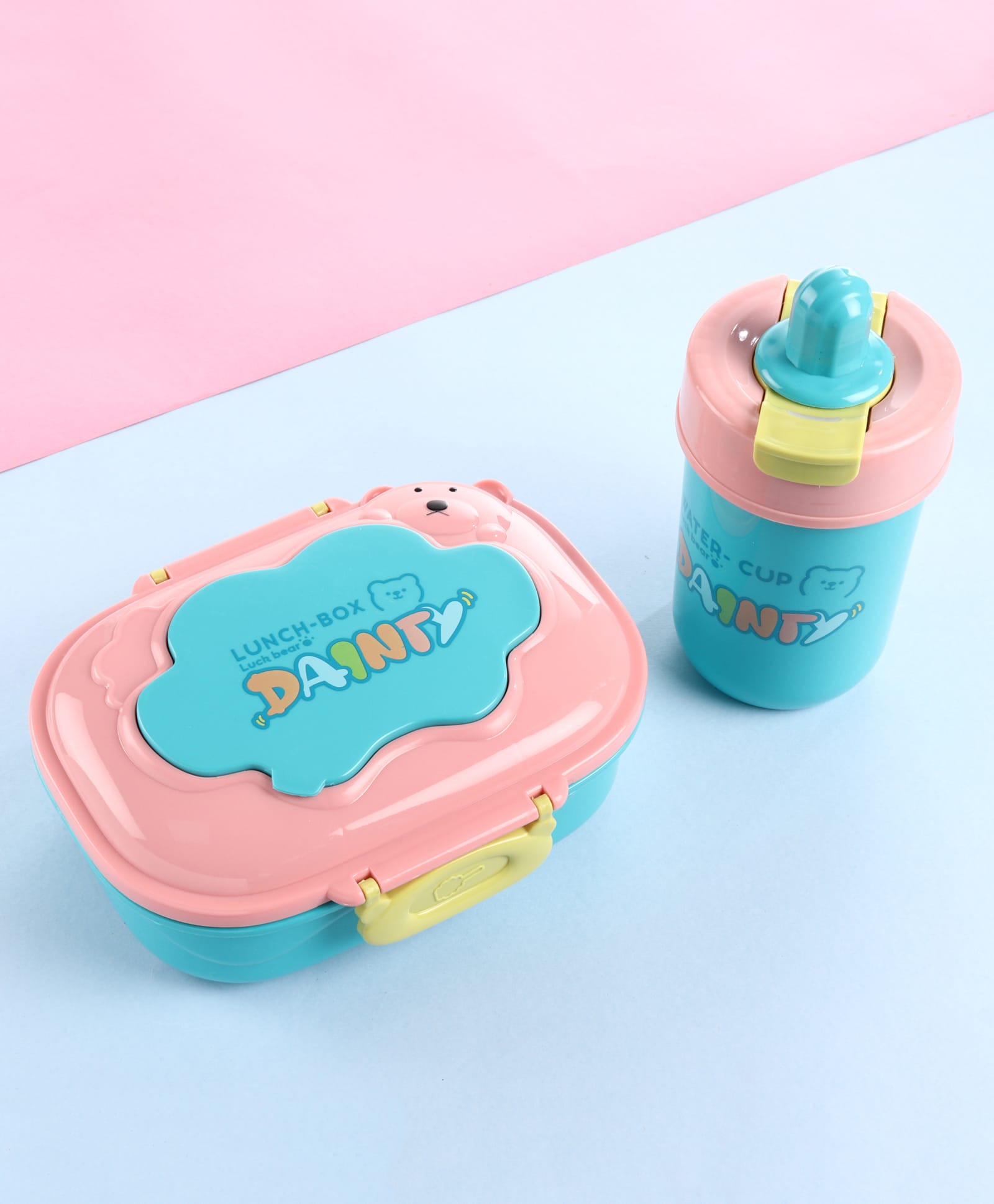 Kids Lunch Box with Sipper Bottle Set Blue & Pink| 450ml Lunch Box & 500ml Water Bottle | BPA Free, Freezer Safe & Leak-Resistant| Spoon & Fork| School Tiffin Box Combo for Boys & Girls-image-33