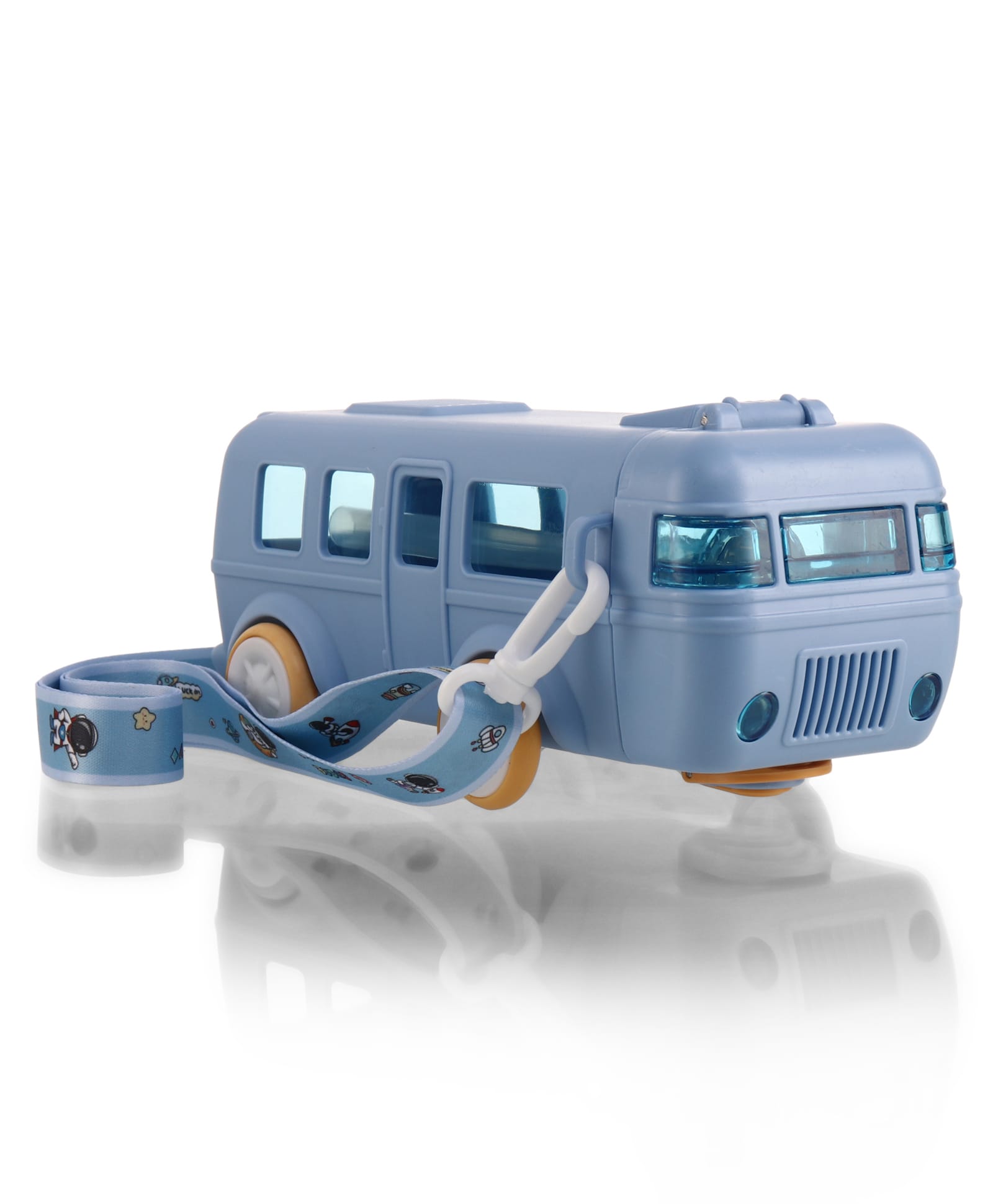 Bus-Shaped Kids Water Bottle 560 ml with Straw & Spout Lid -Blue | Leak-Resistant BPA Free Freezer Safe Sipper Bottle for School & Travel-image-43