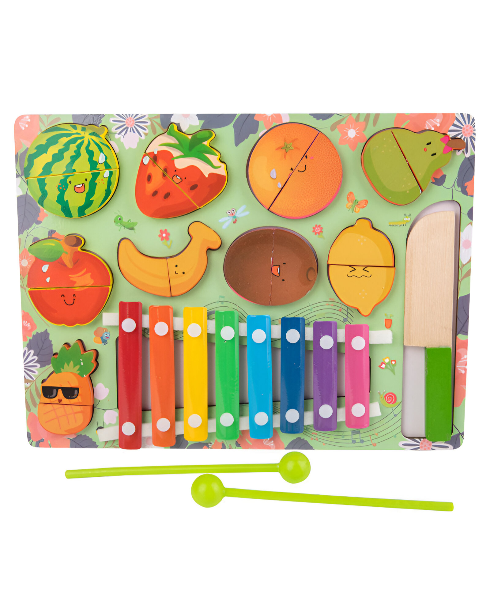 NEGOCIO 8 Note Xylophone Wooden Cutting Fruits and Veggies Pretend Play Set Toys for Kids- Pack of 1- Color May Vary-image-13