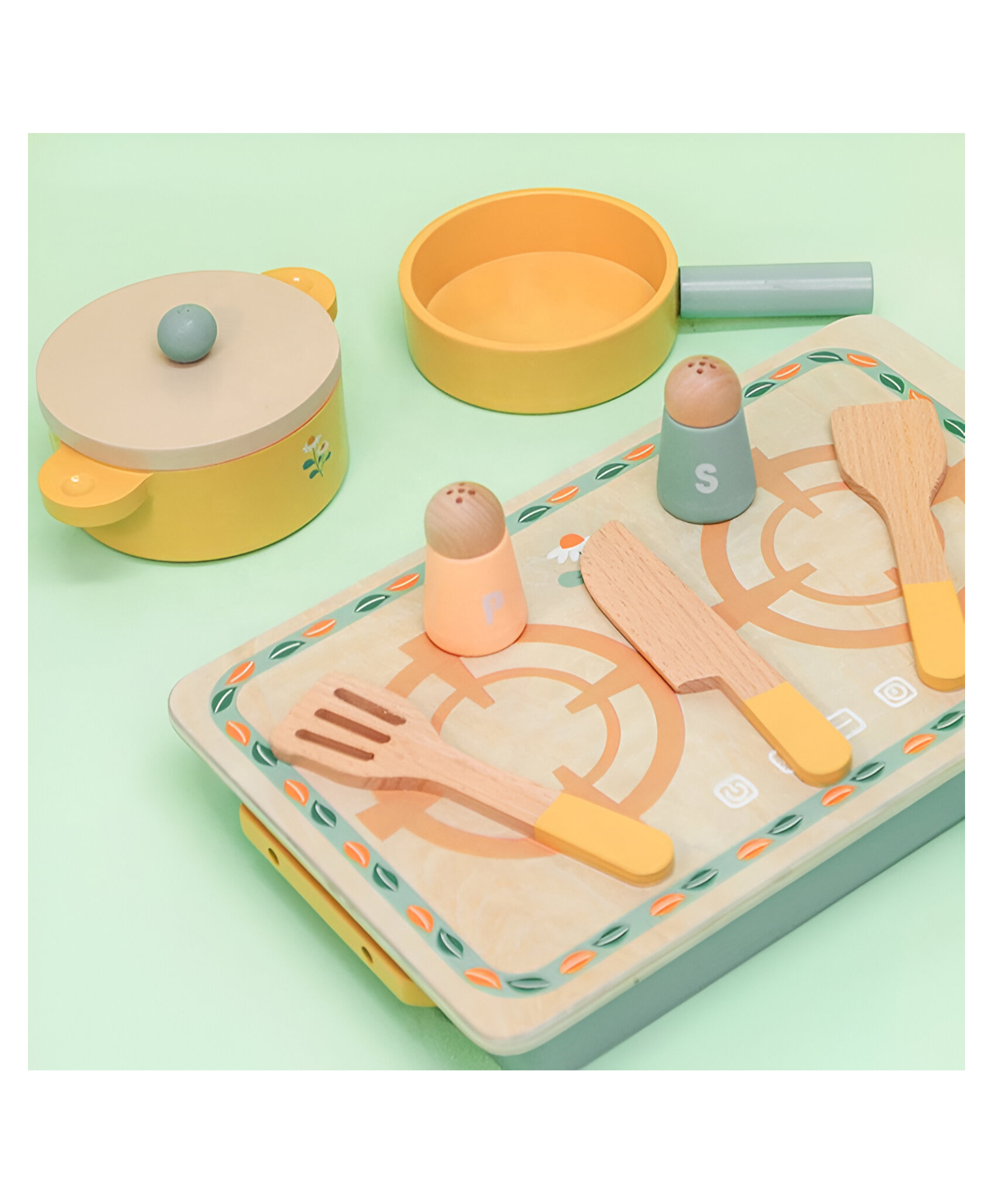 NEGOCIO Mini Modern Style Wooden Kitchen Set Preschool Use Food Pretend Play Toy With Wood for Outdoor Activities- Pack of 1- Color May Vary-image-39