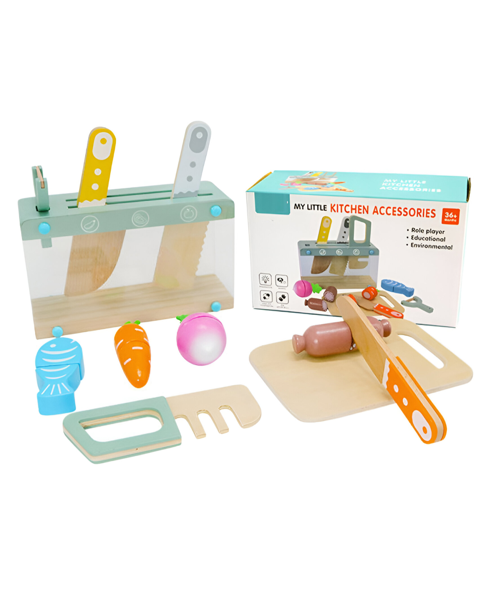 NEGOCIO Wooden Play House Kitchen Utensils Kitchenware Set Toys Children's Simulation Play House Parent-child Activity Games- Pack of 1- Color May Vary-image-17