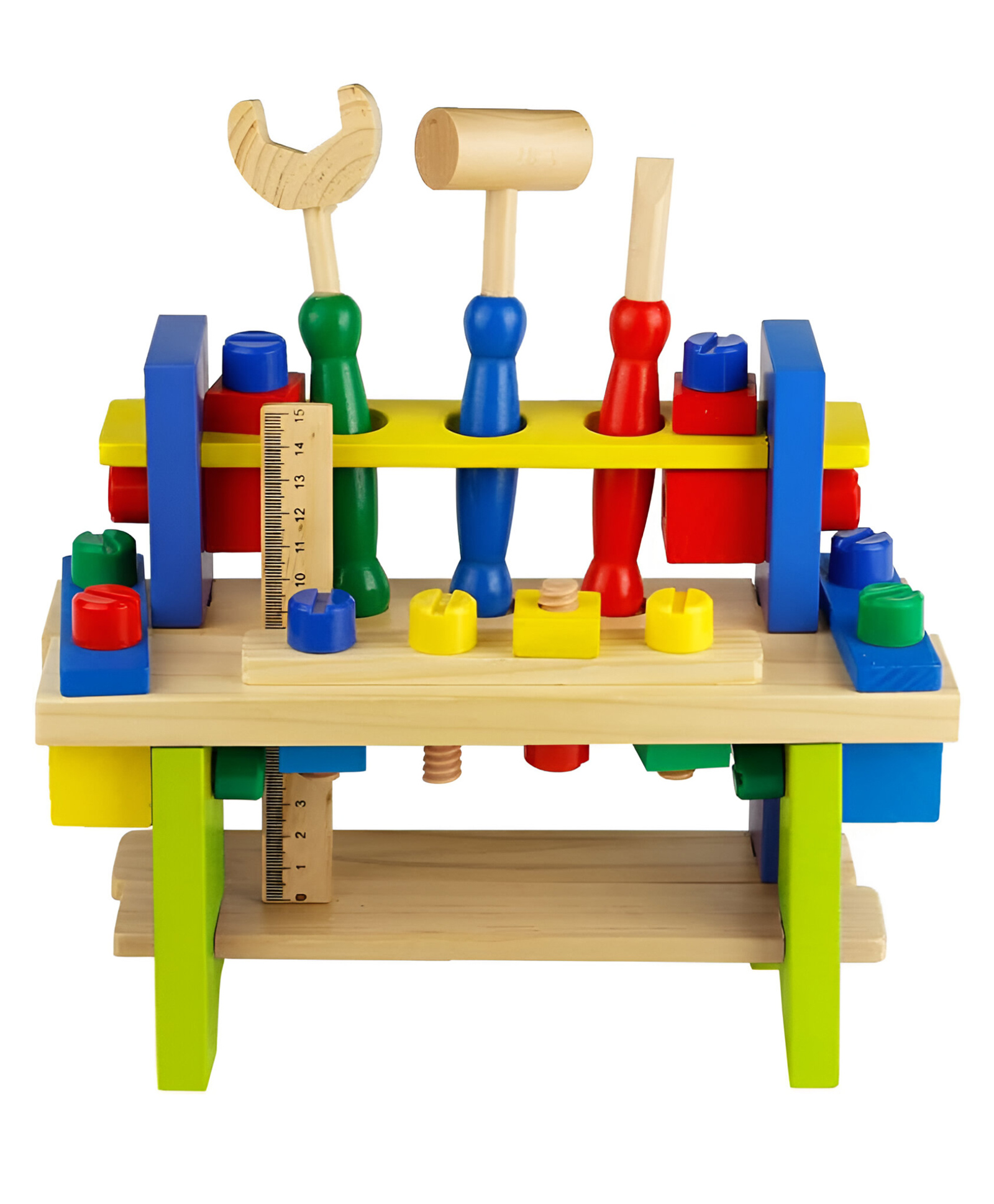 NEGOCIO Wooden Tool Workbench, Children's Tool Box Multifunctional Role-play Toy for Kids- Pack of 1- Color May Vary-image-33