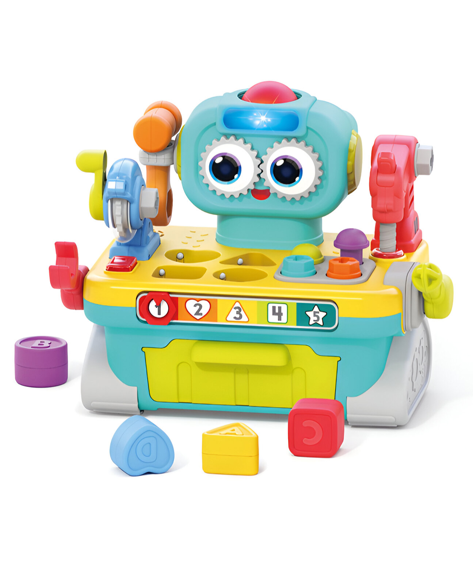 NEGOCIO Pretend Play Multi-function Workstation With Music Lights Educational Toy Kitchen Building Block Set With Tools- Pack of 1 - Color May Vary-image-5