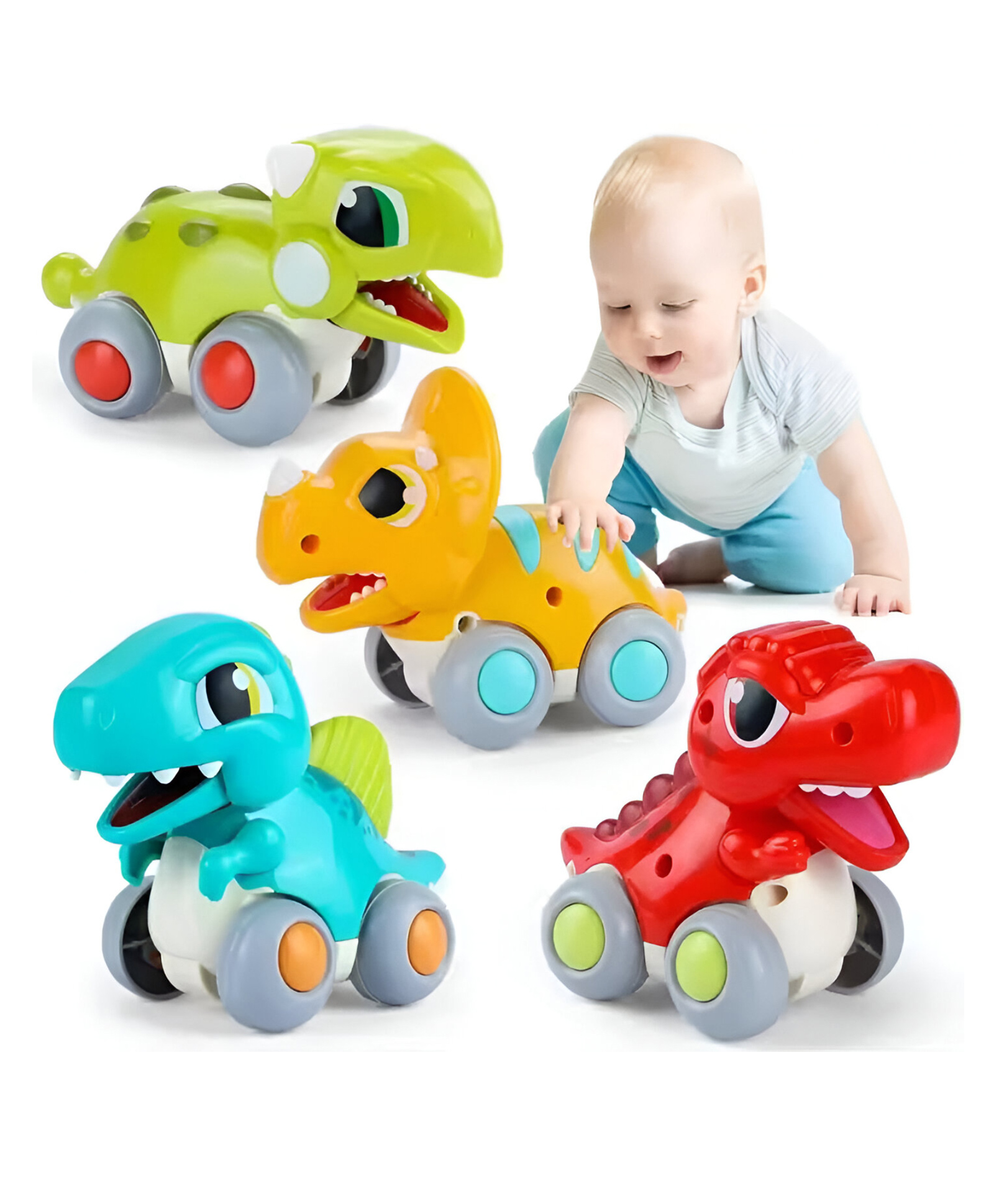 NEGOCIO Dinosaur Car Toys for Toddlers, Friction Powered Dino Pull Back Vehicle, Montessori Educational Toy for Boys & Girls- Pack of 1 - Color May Vary-image-42