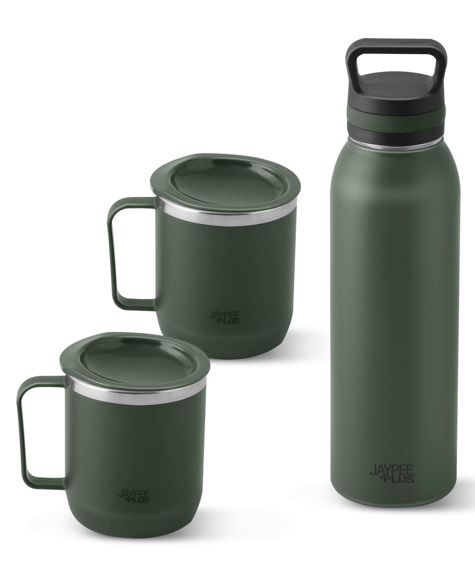 Jaypee Plus Gravitas Vacuum Insulated Stainless Steel Flask 620ml with 2 Spillproof Mugs with Non Slip Bottom Silicon Seal Rubber Lid 250 ml each, Diwali Festival Gift Set, Green-image-26