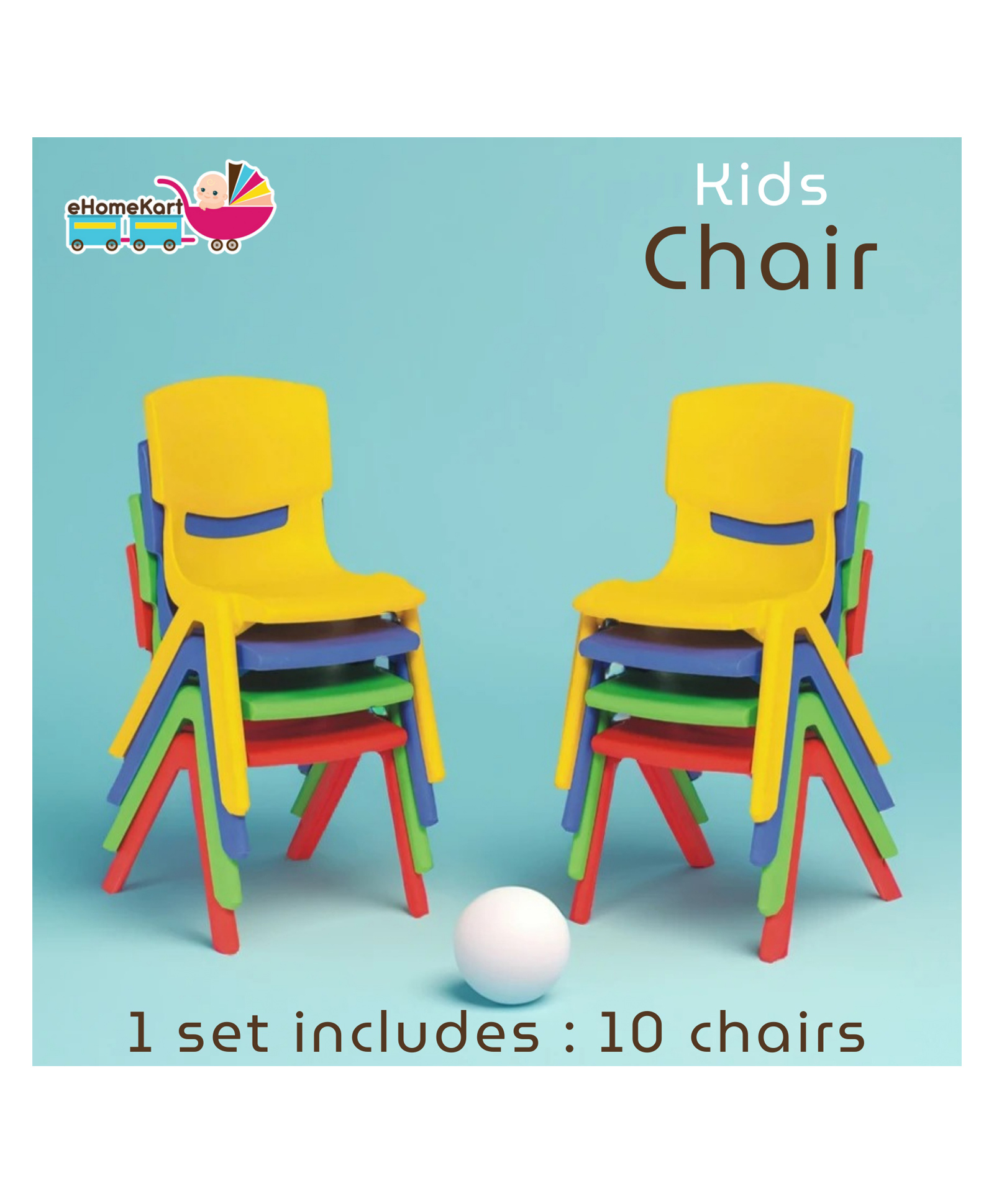 eHomeKart Baby Plastic Kids Chair Set - L33 X B31 X H51 Cm (10 Chairs) - Ten- Colour of The Chairs May Vary, Multicolor-picture-15