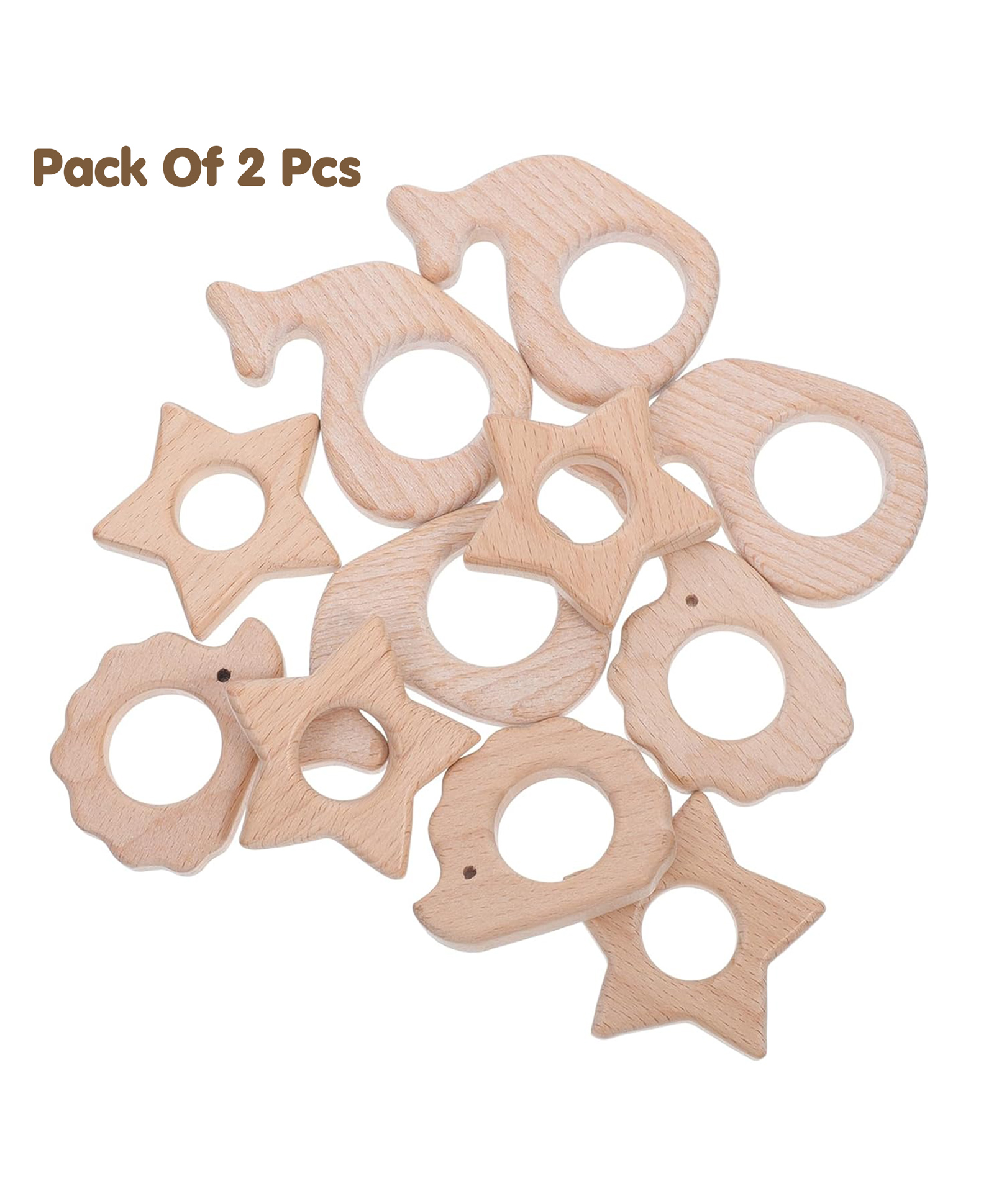 BitFeex Neem Wood Baby Teether Natural, Non-Toxic & Eco-Friendly Teething Toy for Infants 3+ Months Desing may vary, Pace of 2pcs-picture-11