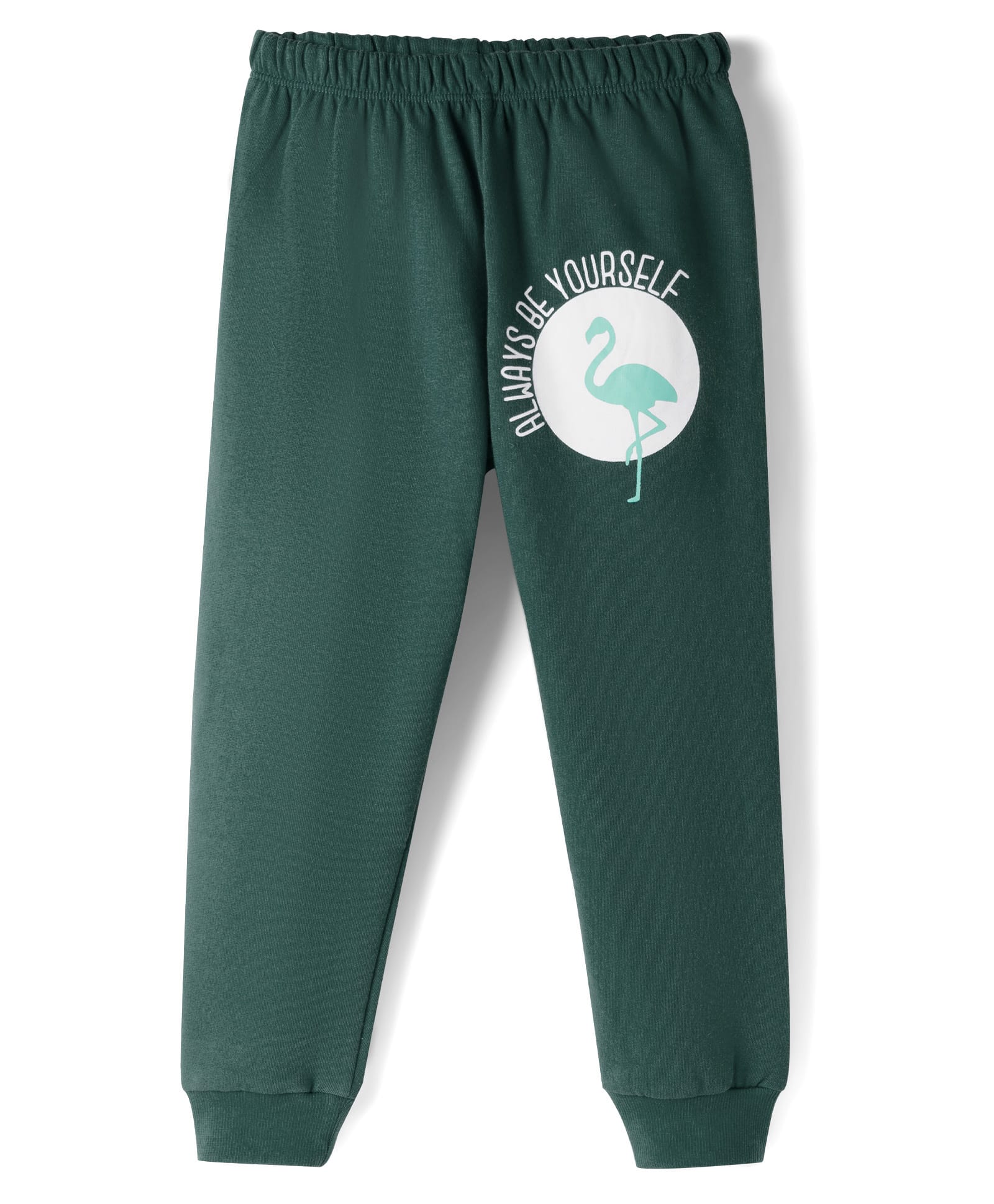 Tango Fleece Knit Full Length Pant With Always Be Yourself Text Print - Dark Green-image-43