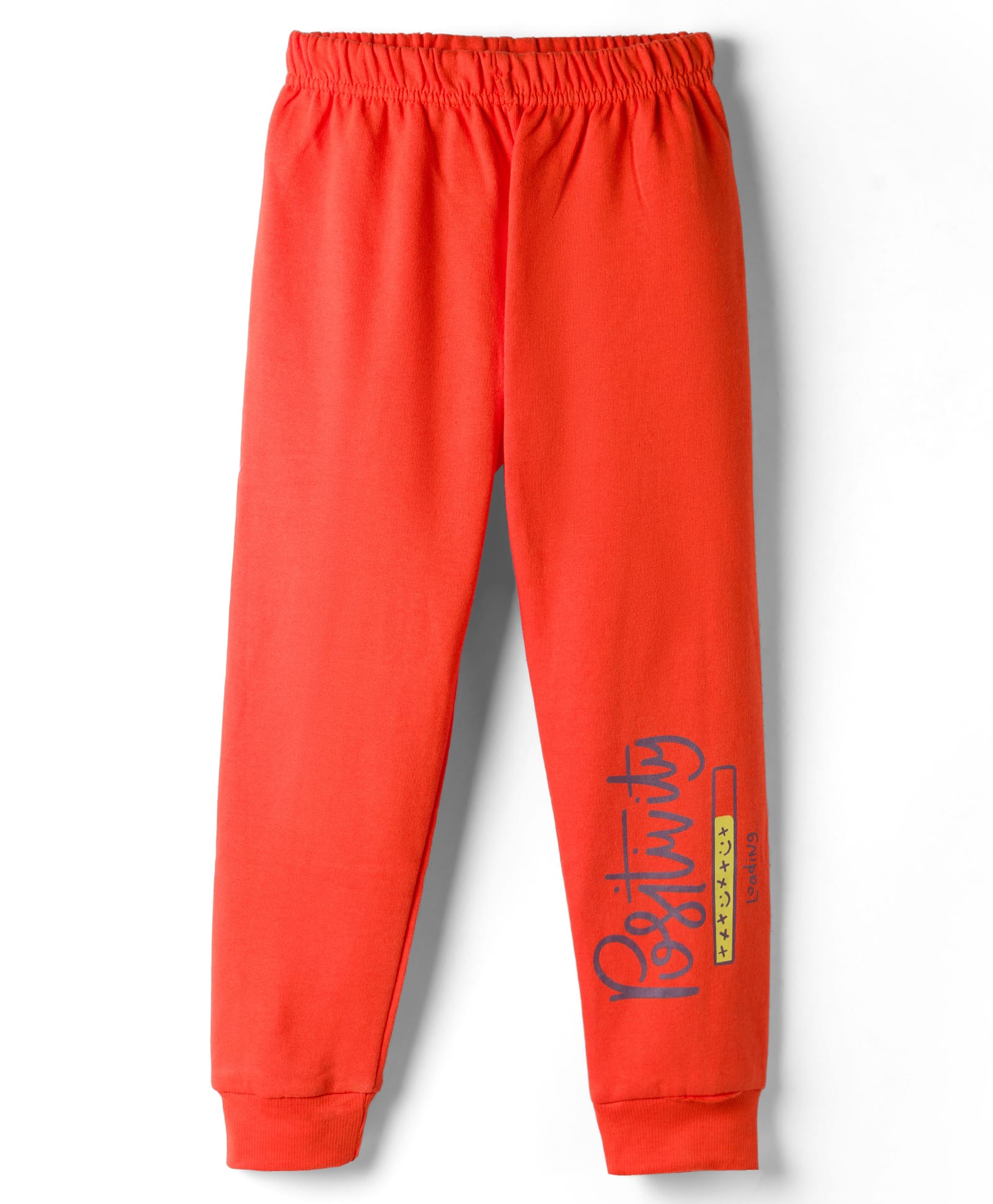 Tango Knit Full Length Fleece Pant With Text Print - Orange-picture-27