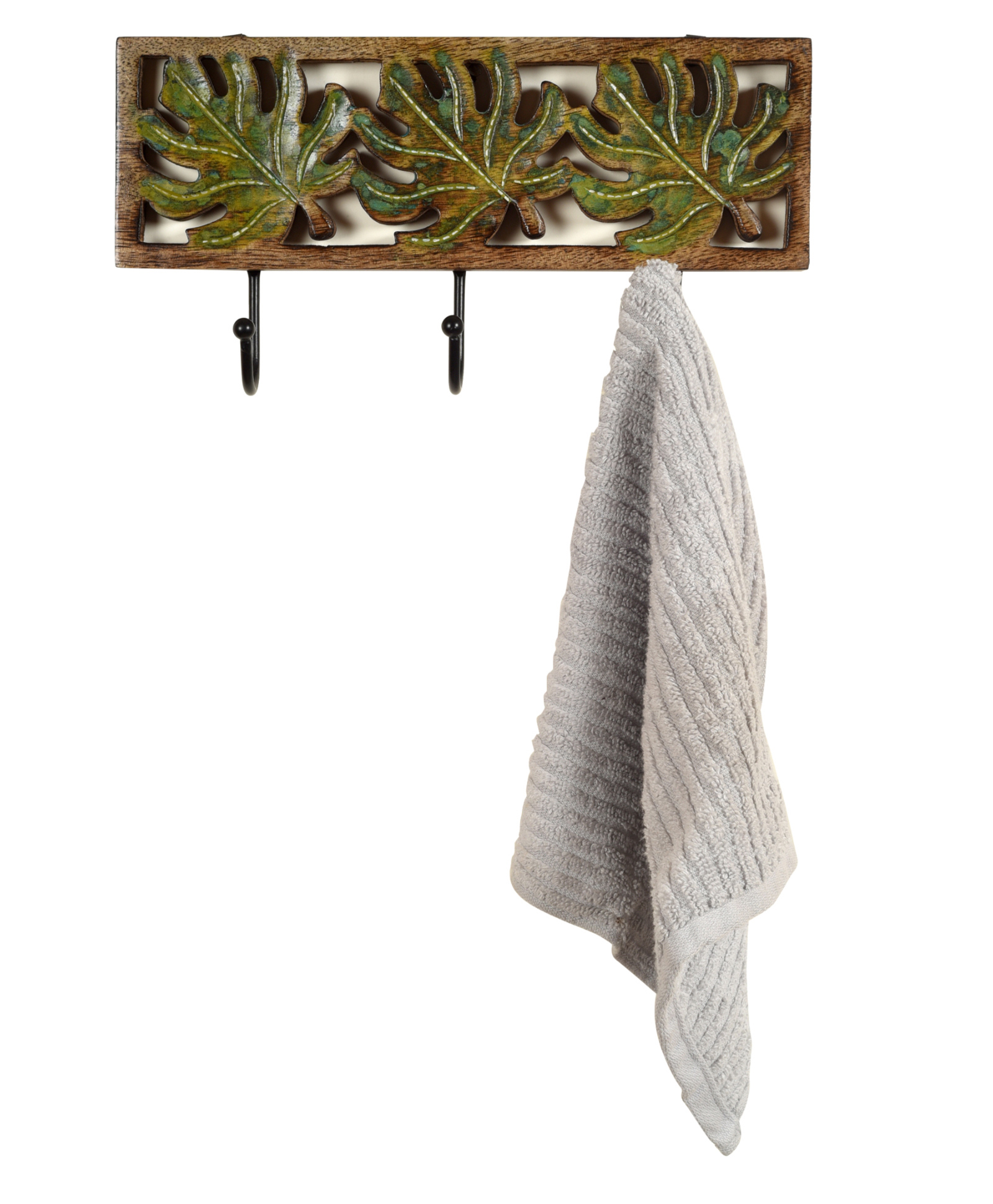 AAKRITI ART CREATIONS Autumn Leaf Towel Hanger With Three Hooks-image-10