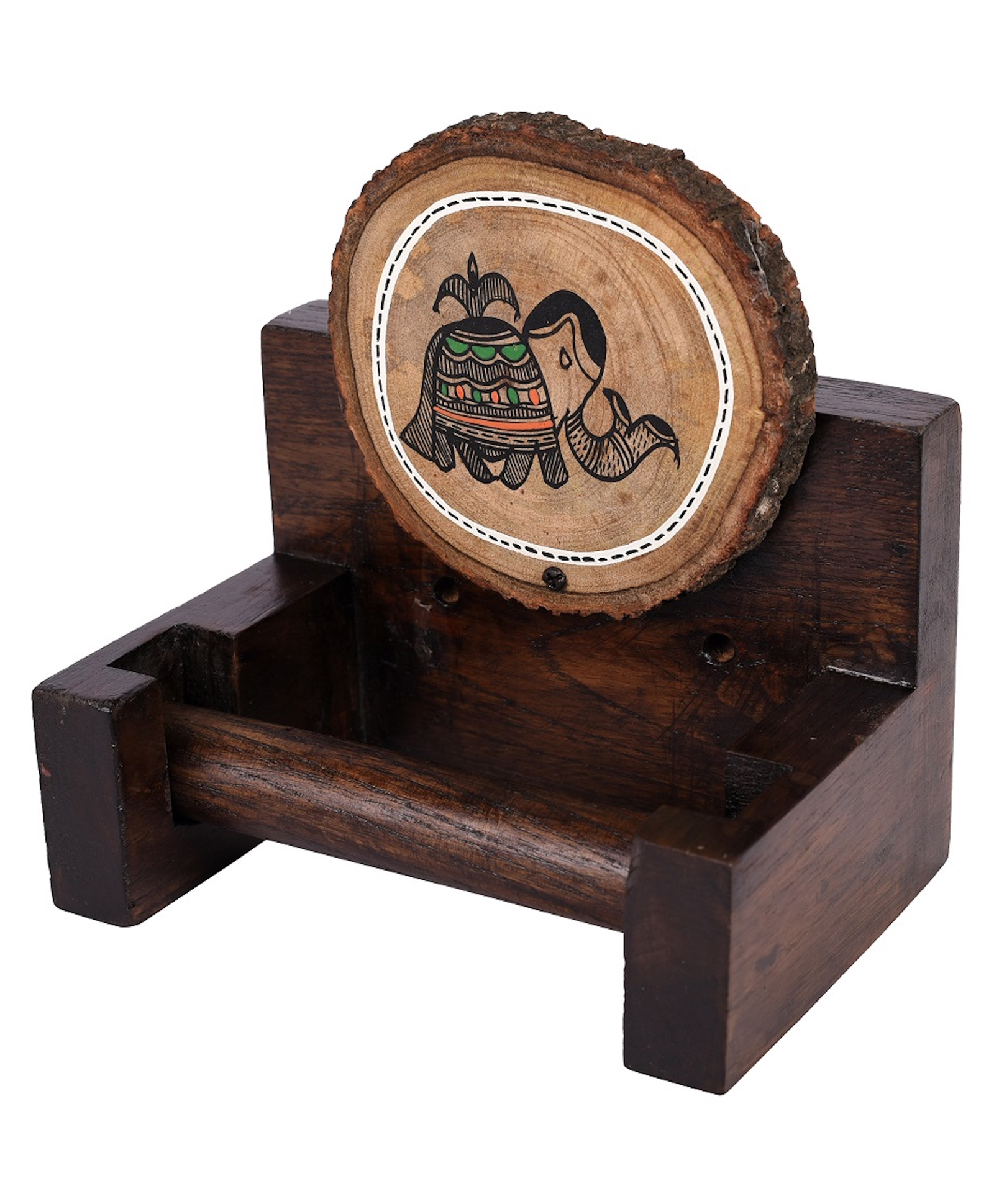 AAKRITI ART CREATIONS Towel Holder Handcrafted Wooden Tribal Art (6x4x6)-image-7