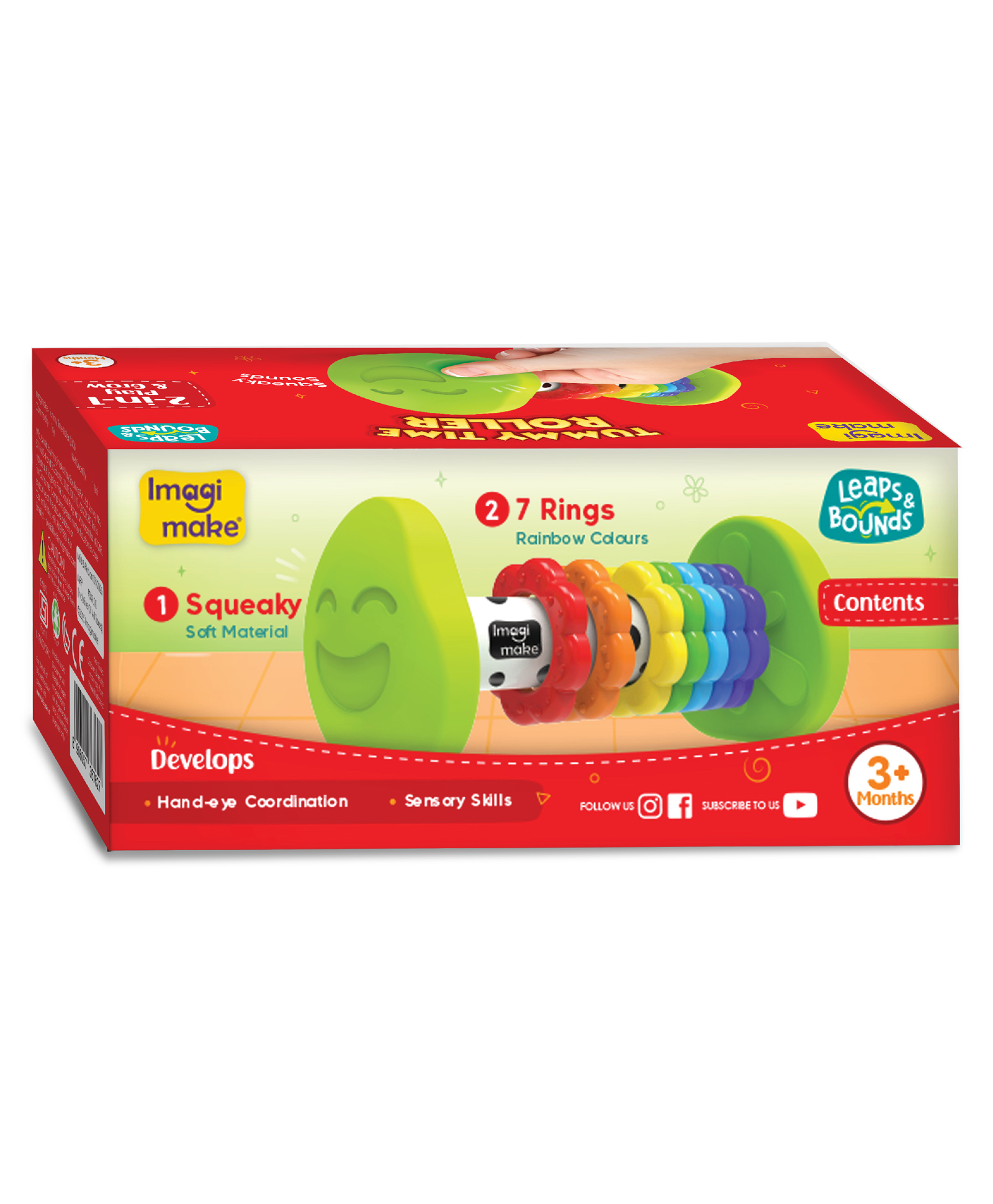 Imagimake 2-in-1 Play & Grow Activity Tummy Time Roller - Multicolor-picture-12