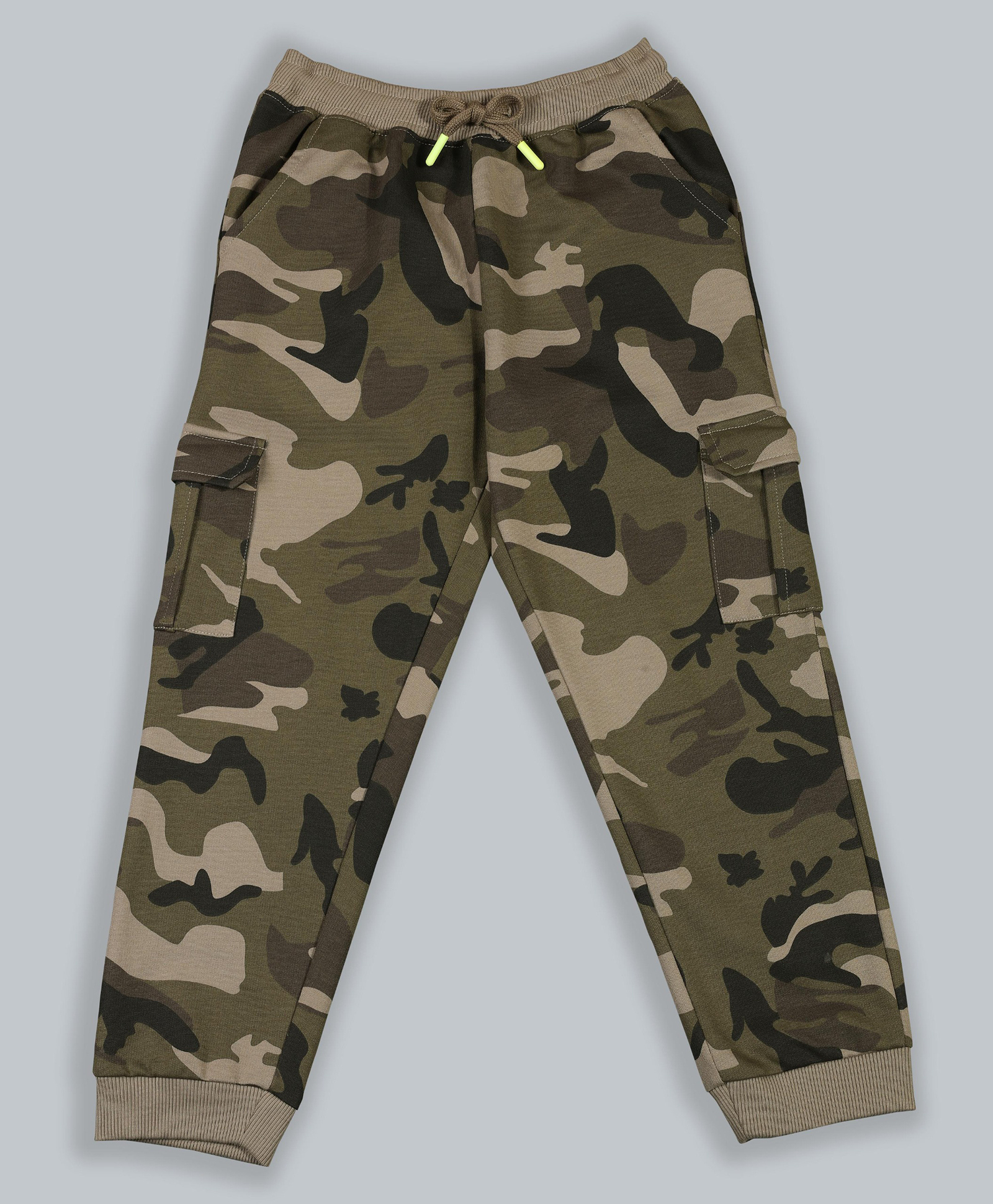 Plum Tree Cotton Knit Camouflage Printed Cargo Pocket Jogger Pants - Olive Green-picture-17