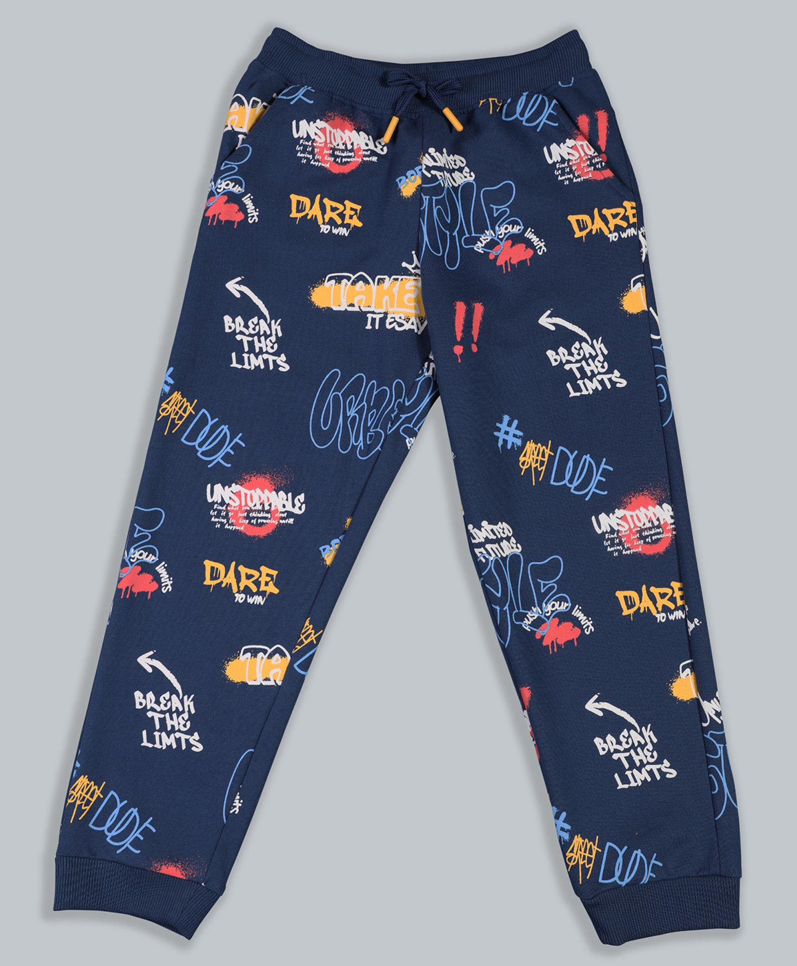 Plum Tree Cotton Knit Typography Printed Jogger Pants - Dusty Ink-picture-17