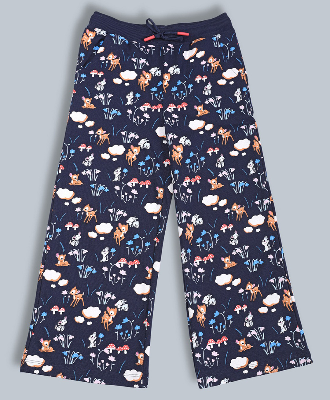 Plum Tree 100% Cotton Knit Fawn & Floral Printed Wide Legged Pants - Navy-picture-18