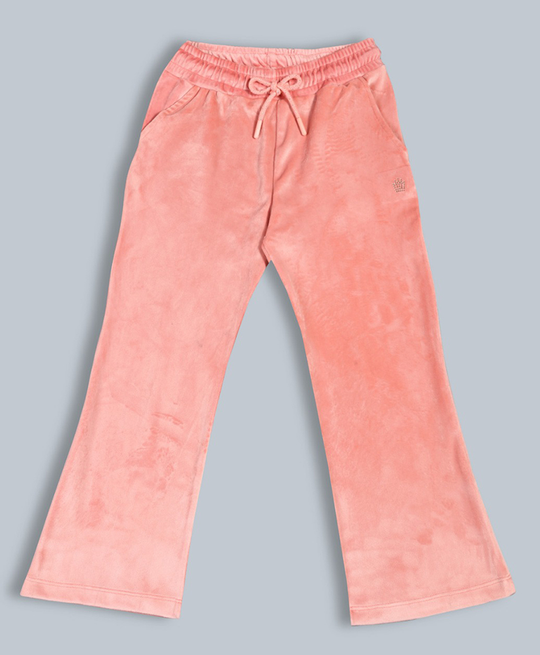 Plum Tree Premium Velour Knit Solid Wide Legged Pants - Light Peach-picture-14