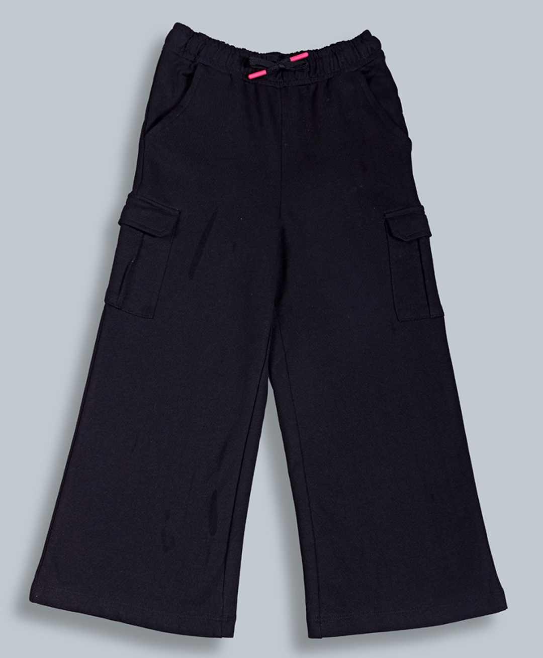 Plum Tree 100% Cotton Knit Solid Wide Legged Cargo Pants - Jet Black-picture-36