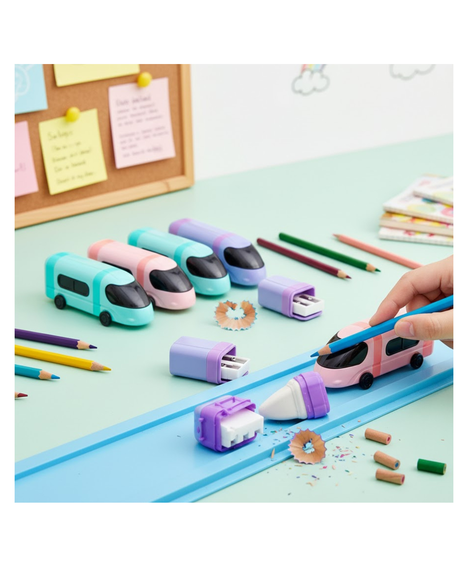 Paper Moon Train Shaped 2 in 1 Sharpener cum Eraser for Kids School Stationery, 1pc - Color May Vary-image-29