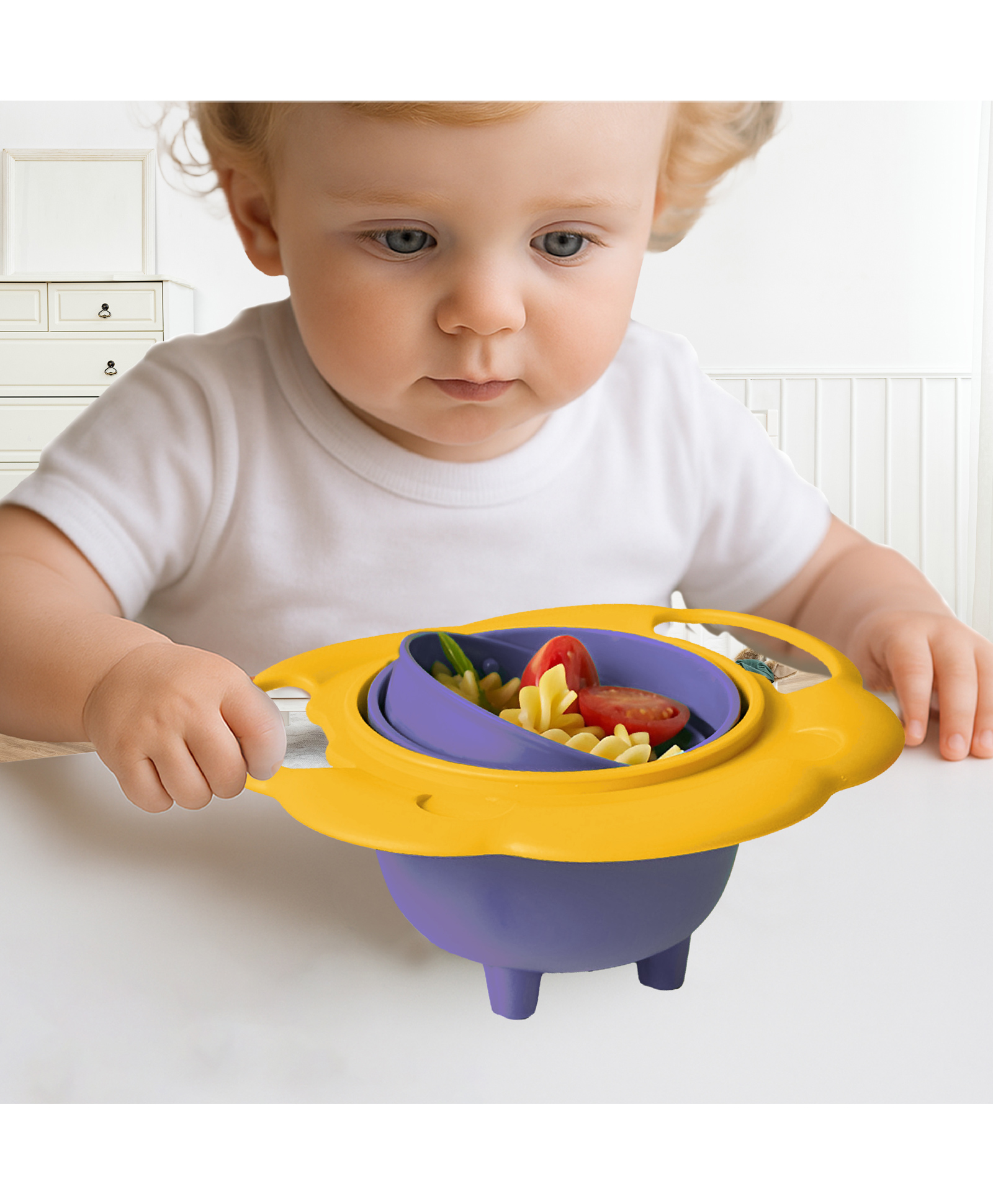 Bembika 250 ml Baby Anti-Fall Feeding Bowl - Purple-image-3