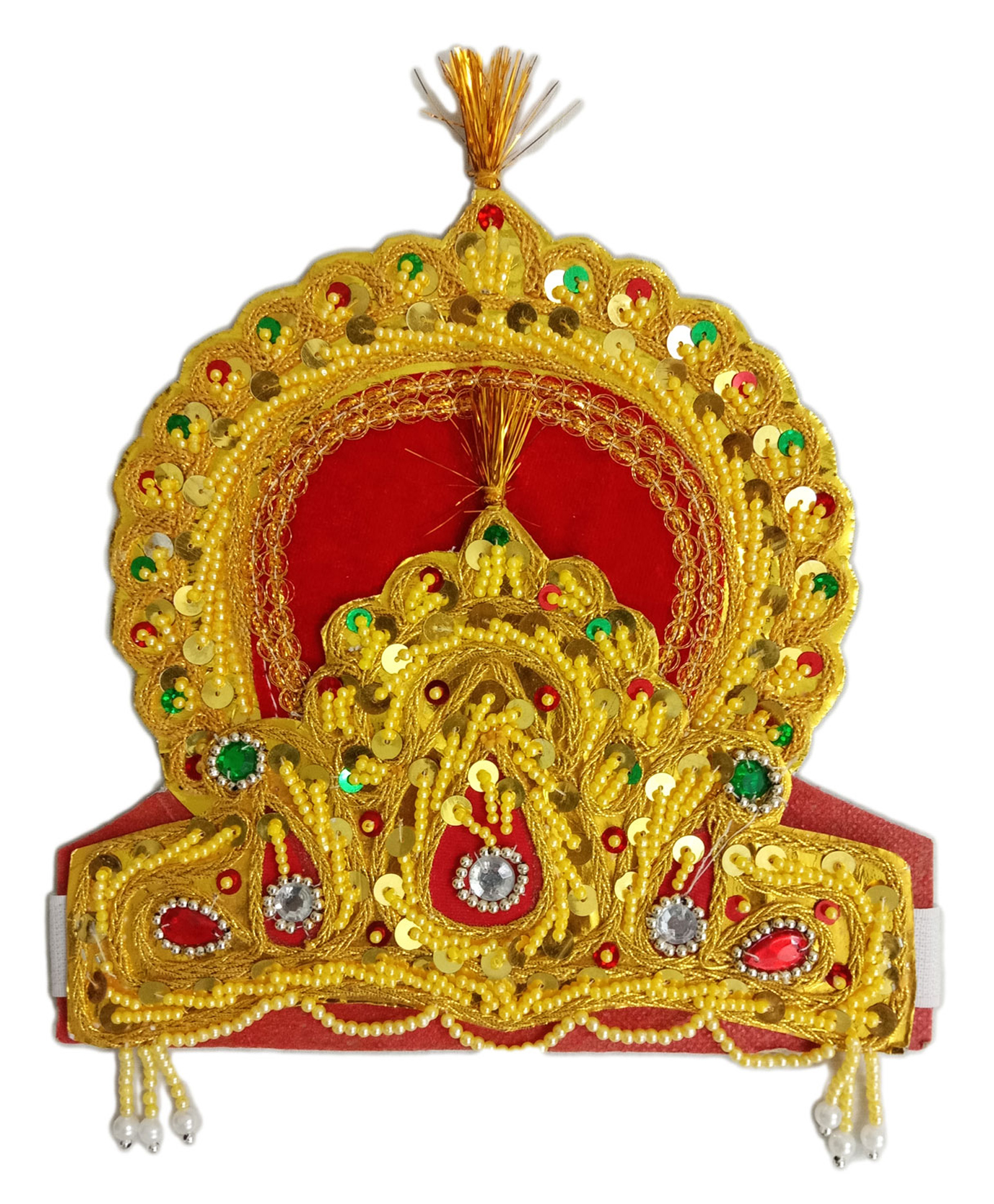 BookMyCostume Threadwork Embroidered Beads & Sequins Embellished Mukut - Multi Colour-image-26