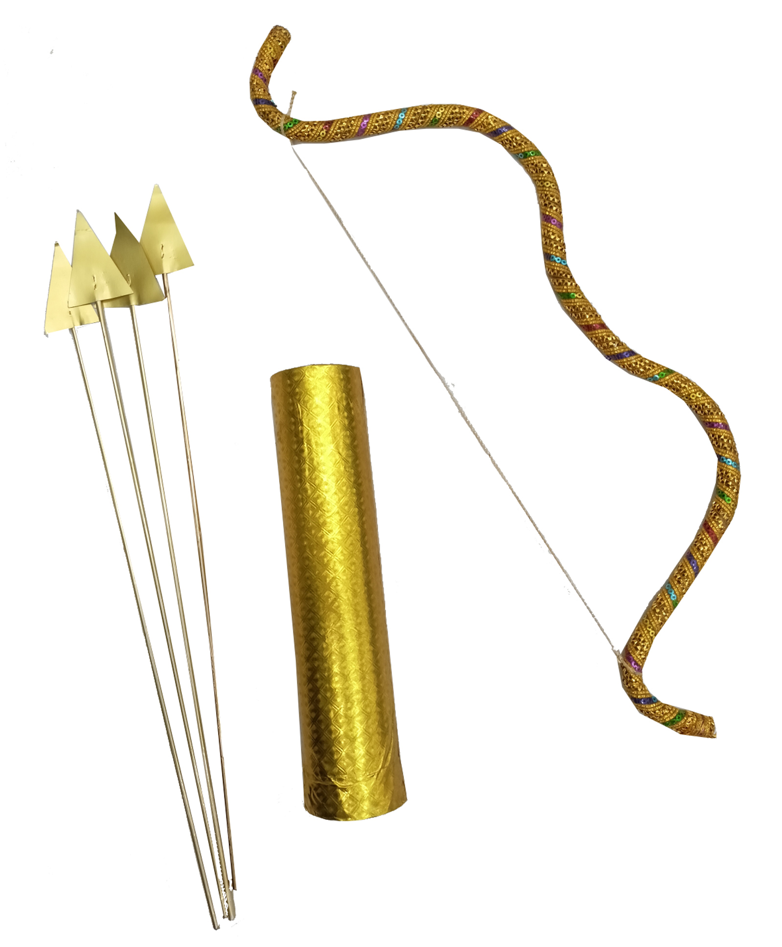 BookMyCostume Dussehra Theme Shree Ram Bow Arrows & Quiver Set - Golden-image-48