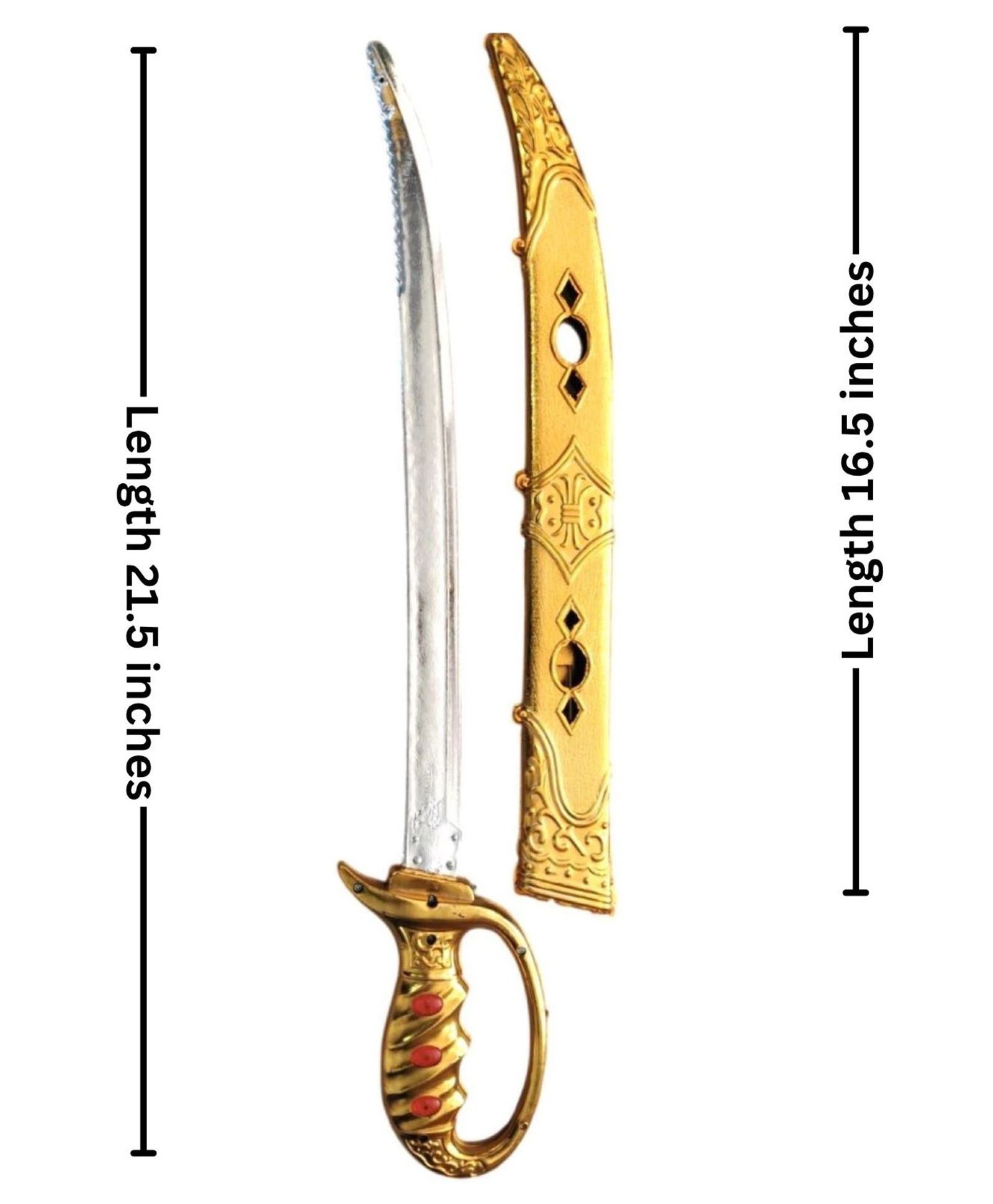 BookMyCostume Rhinestones Embellished Sword Costume Accessory - Golden & Silver