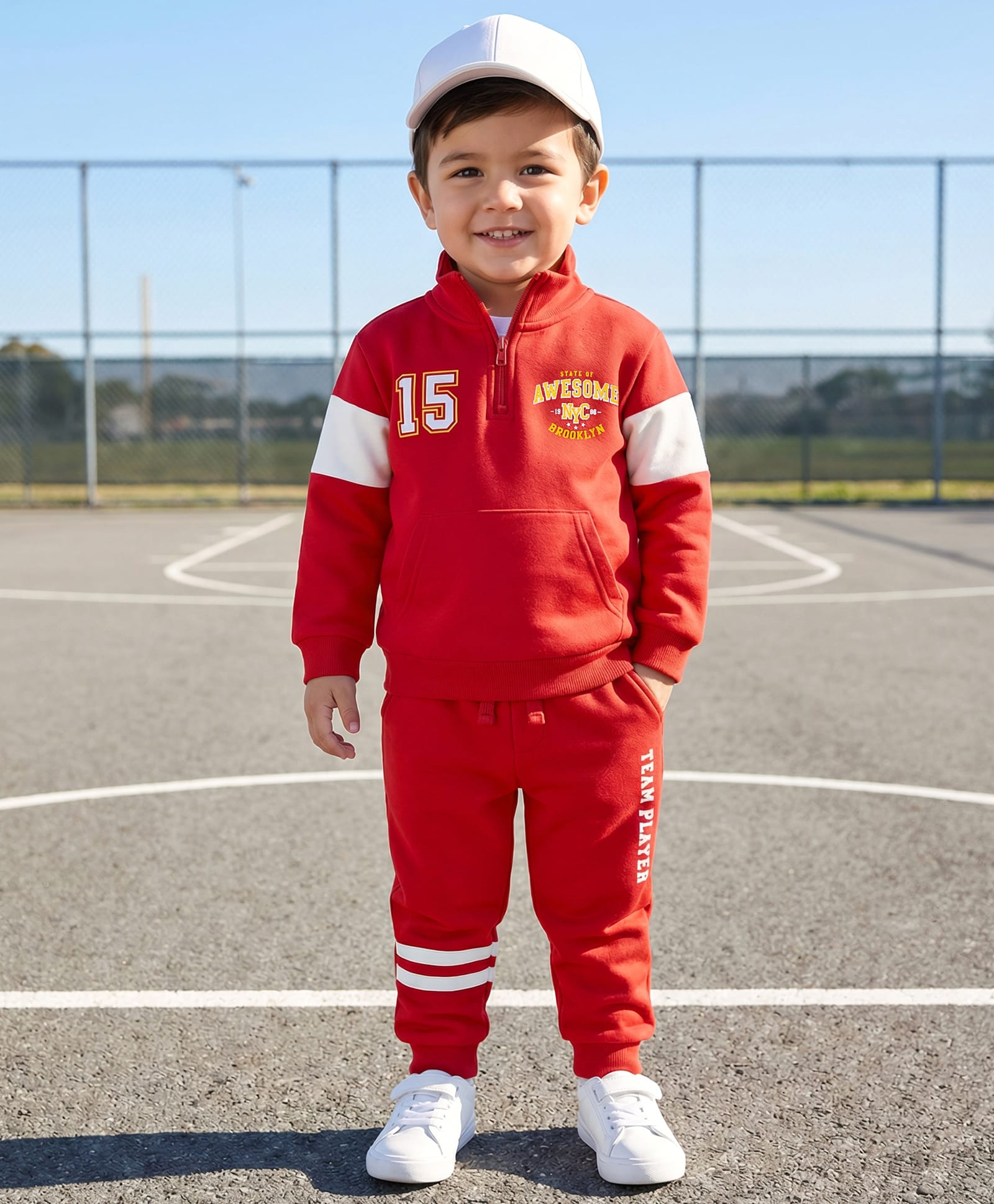 Babyhug Terry Knit Full Sleeves T-Shirt & Lounge Pant Set with Text Print - Maroon-image-37