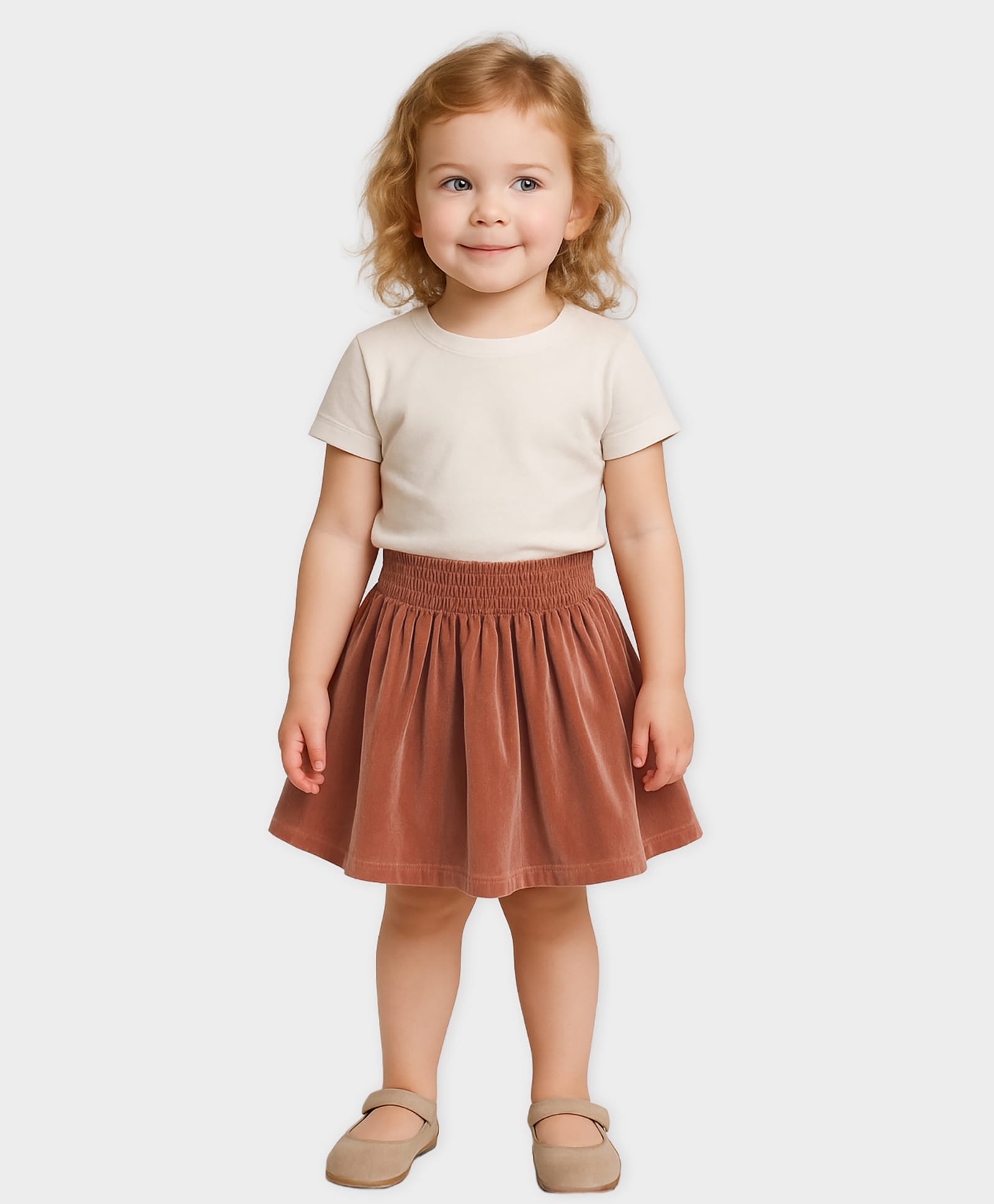 Mi Arcus Knit Solid Velvet Skirt - Peach-picture-39