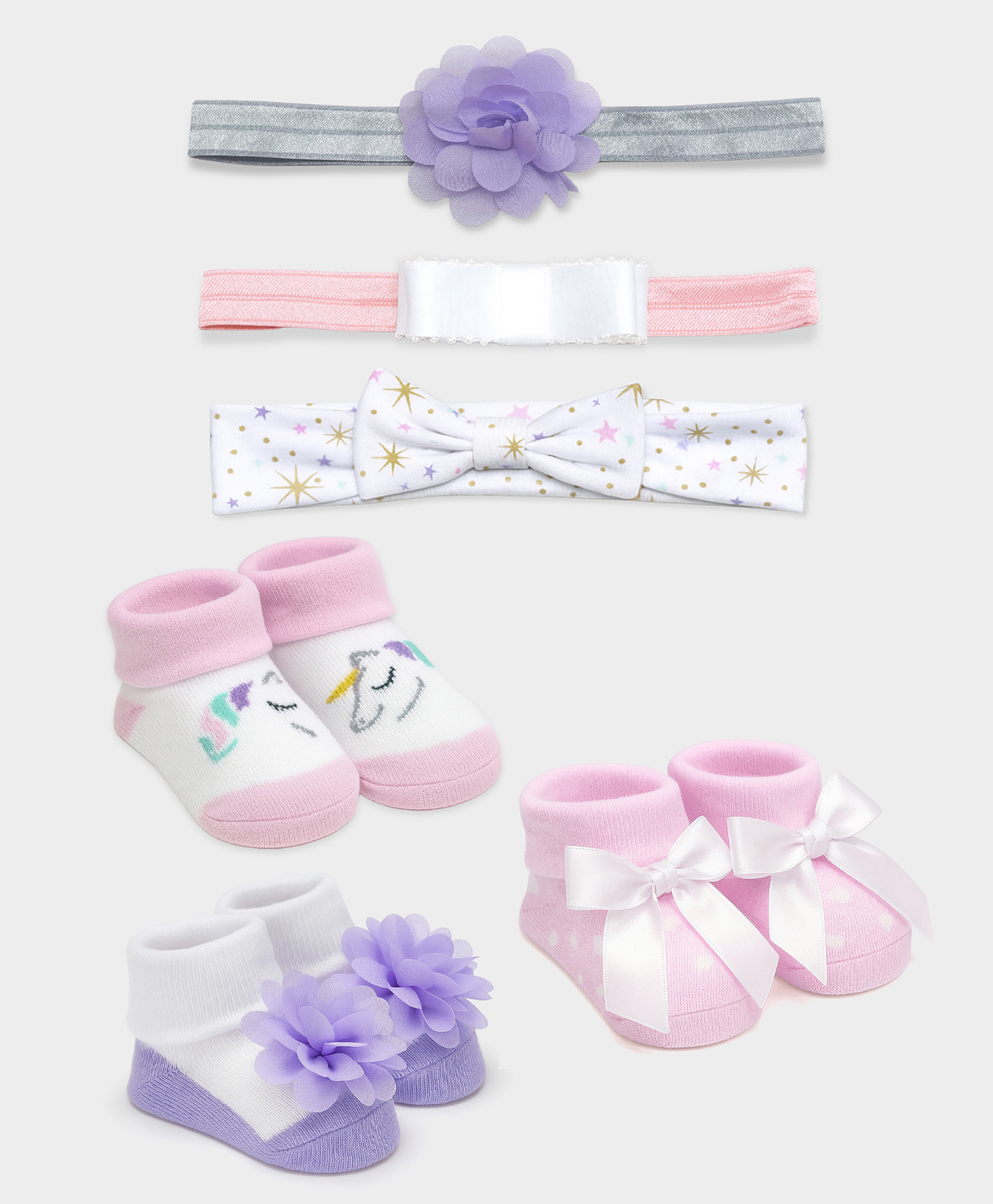 Mi Arcus Knit Pack Of 3 Floral Applique Detailed Socks & Headband - Multi Colour-picture-27