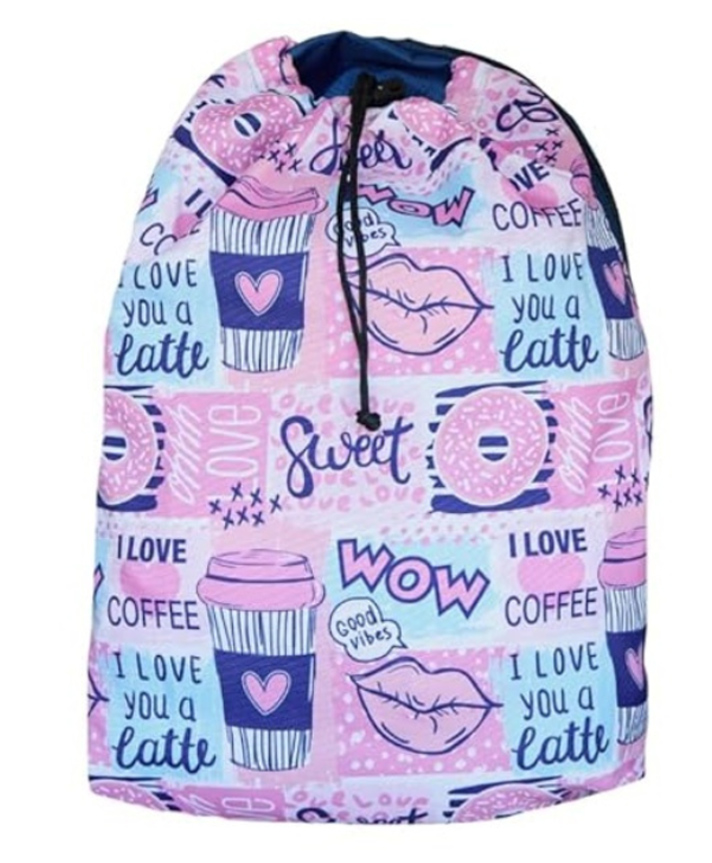 Echo Boomers Latte Print Backpack Pink Height 15 Inch-image-43