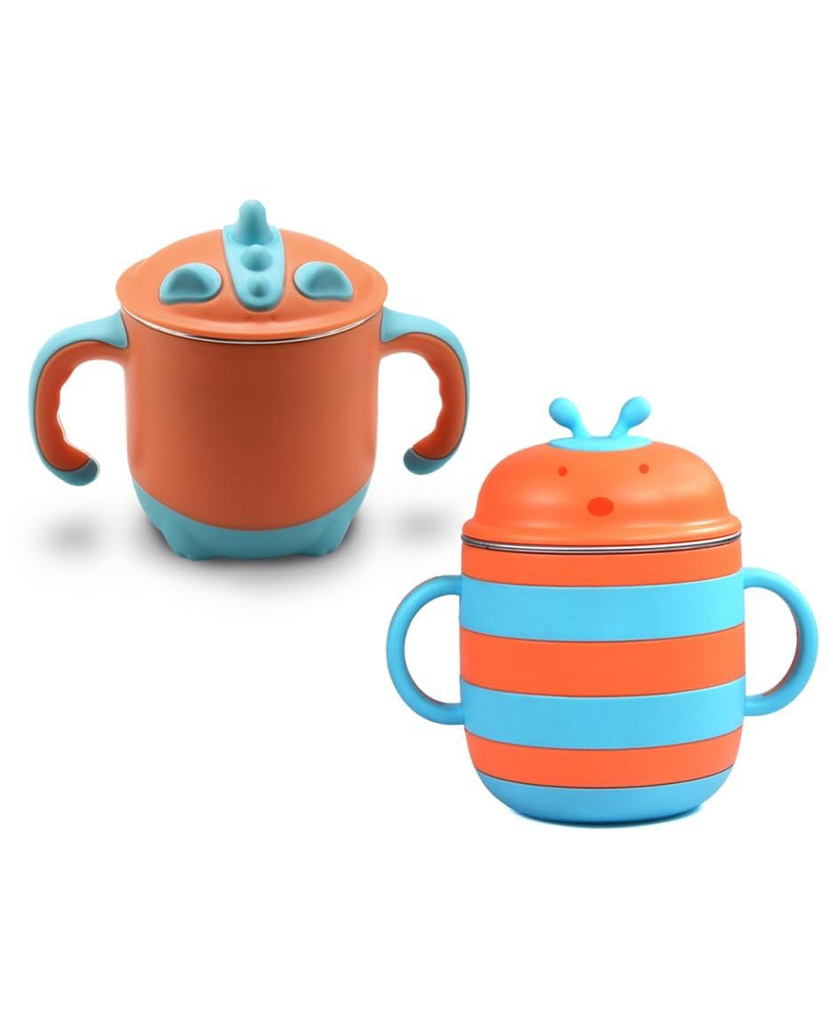 ONE AND ONLY Bee & Dino Orange Sippy Cup For Toddlers - 220 ml Each-picture-14