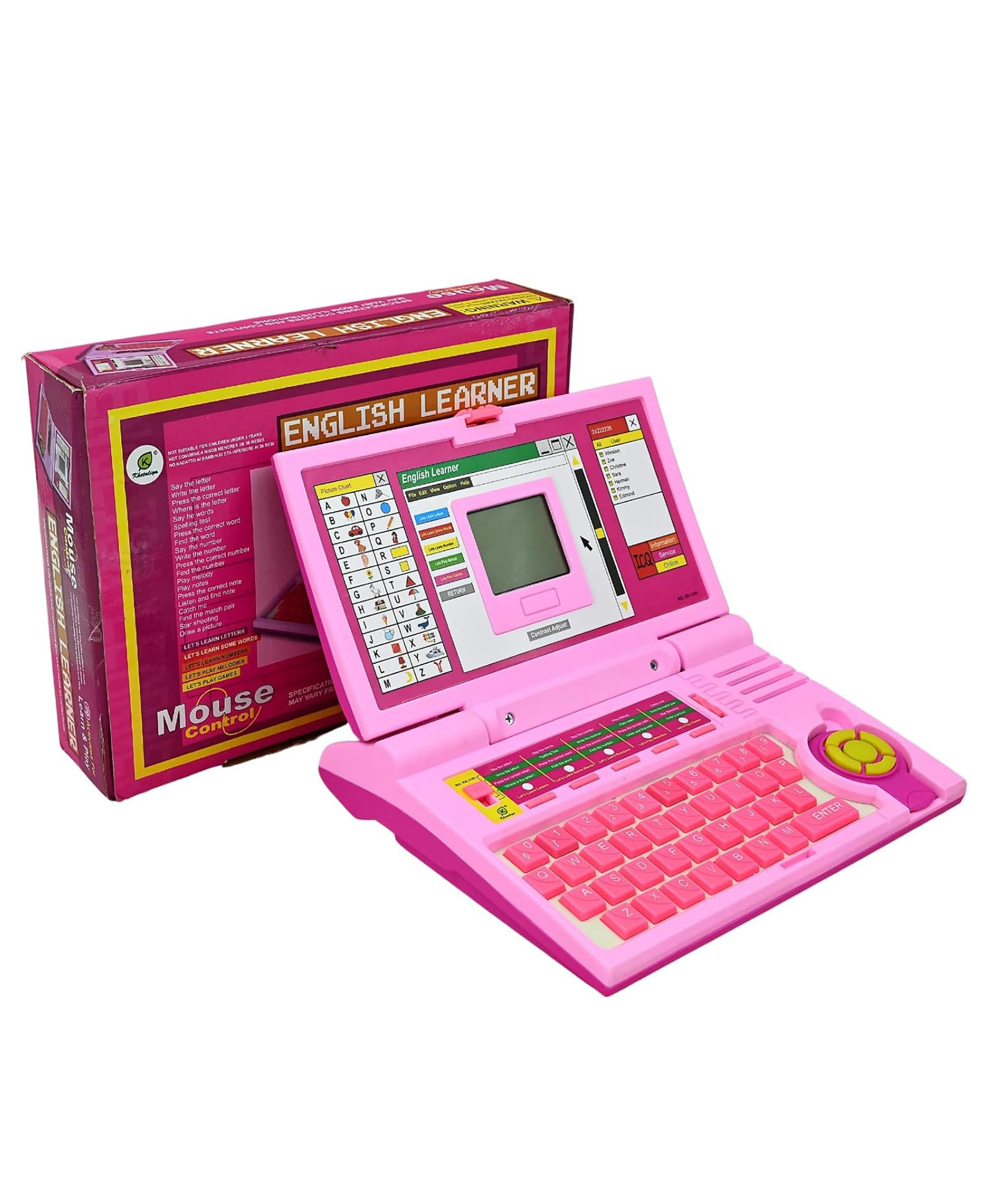 AKN TOYS Educational English Learner Laptop with Fun Activities Keyboard & Mouse for Kids - Pink - PACK OF 1-picture-40