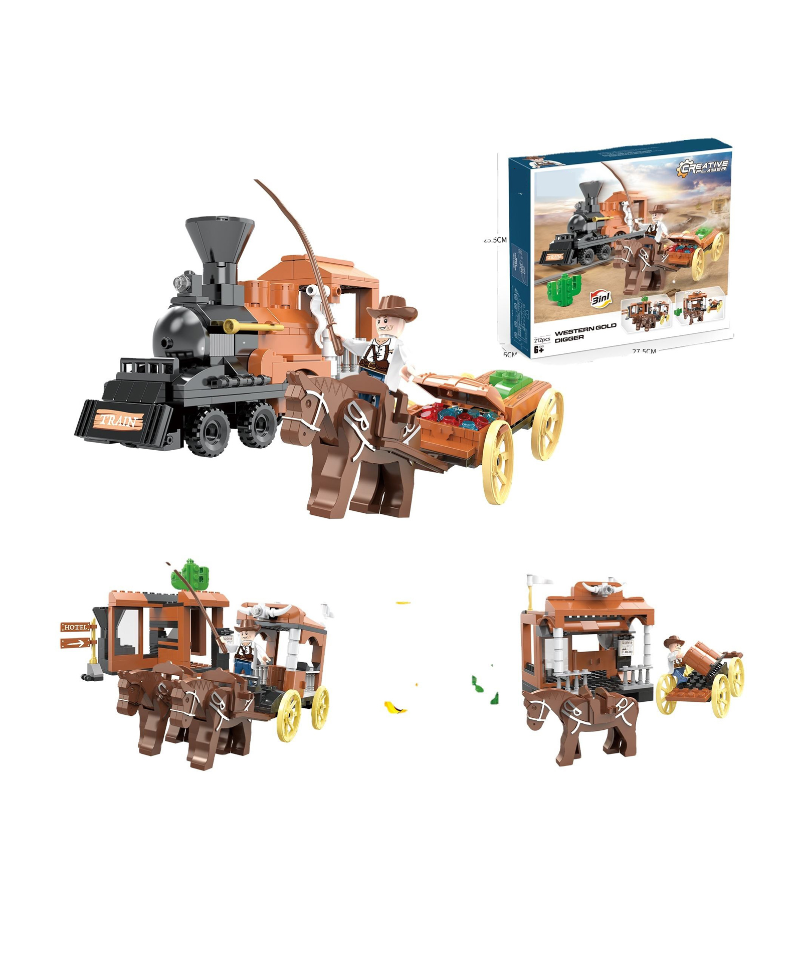 Azhari 3in1 Train Horse Carriage Building Kit 212 PCS Interactive Gifts Creator Sets for Kids Color May Vary-image-31