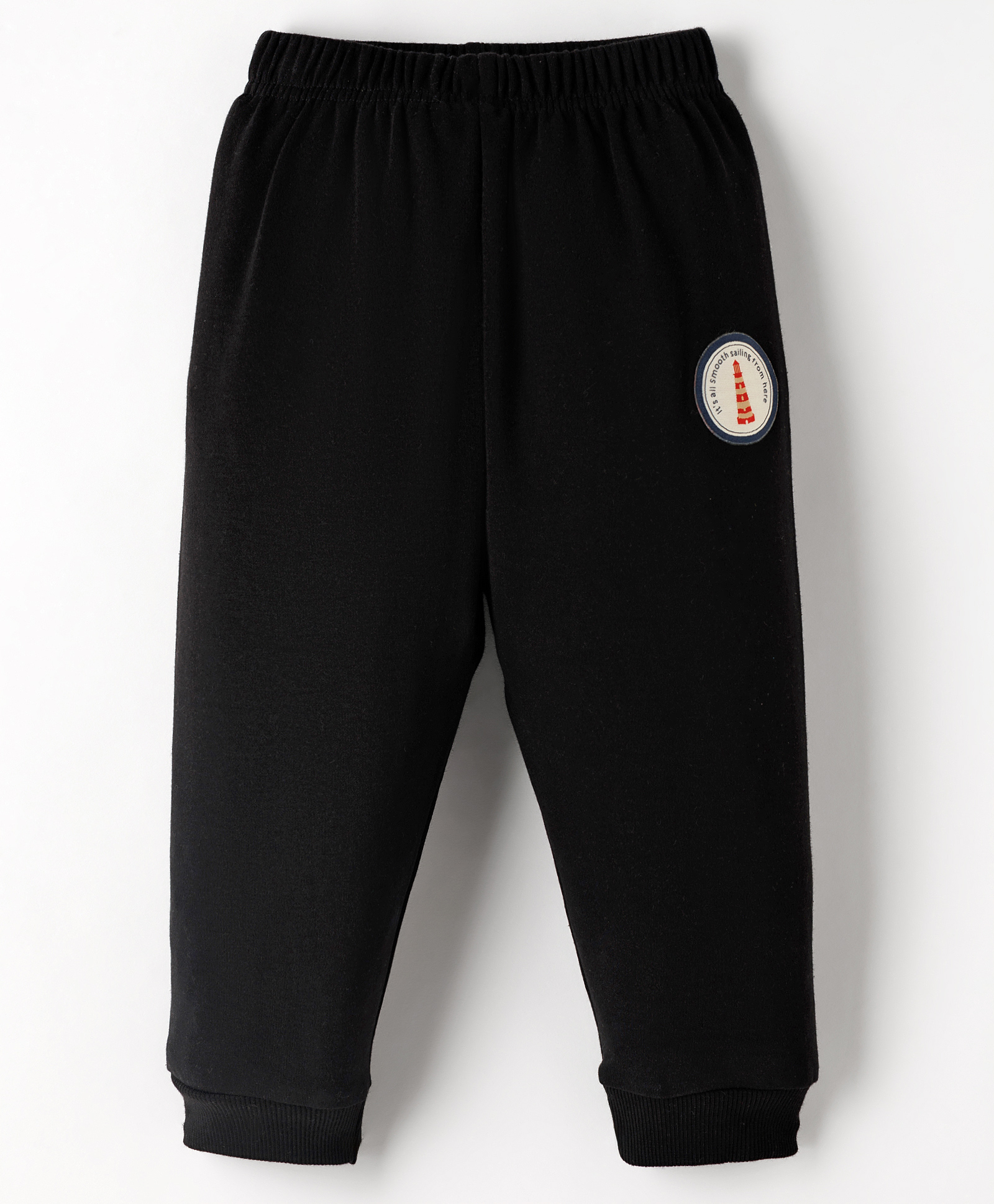 Ollypop Interlock Knit Full Length Lounge Pant With Text Patch - Black-picture-15