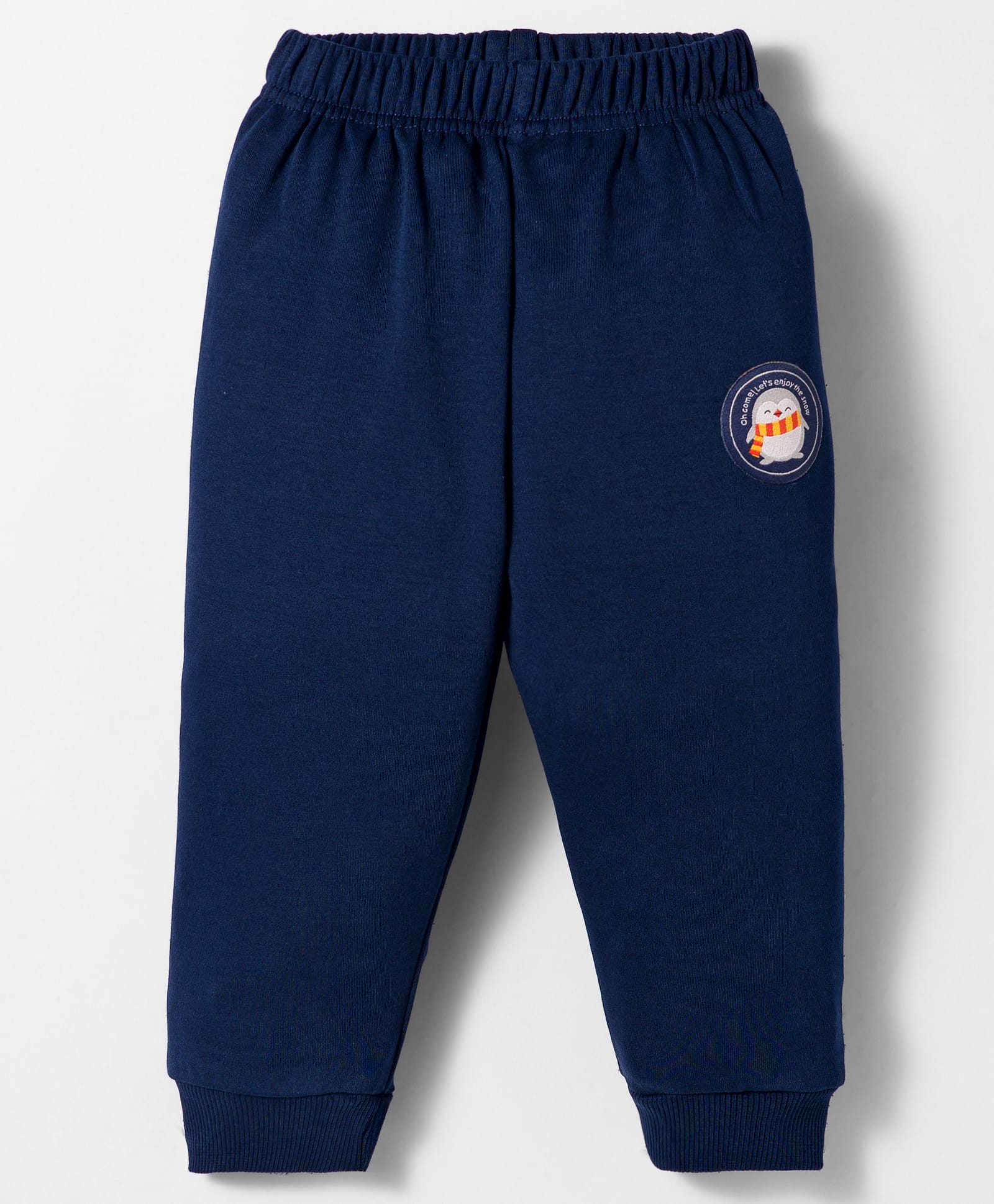 Ollypop Interlock Knit Full Length Lounge Pant With Text Patch - Navy Blue-picture-3