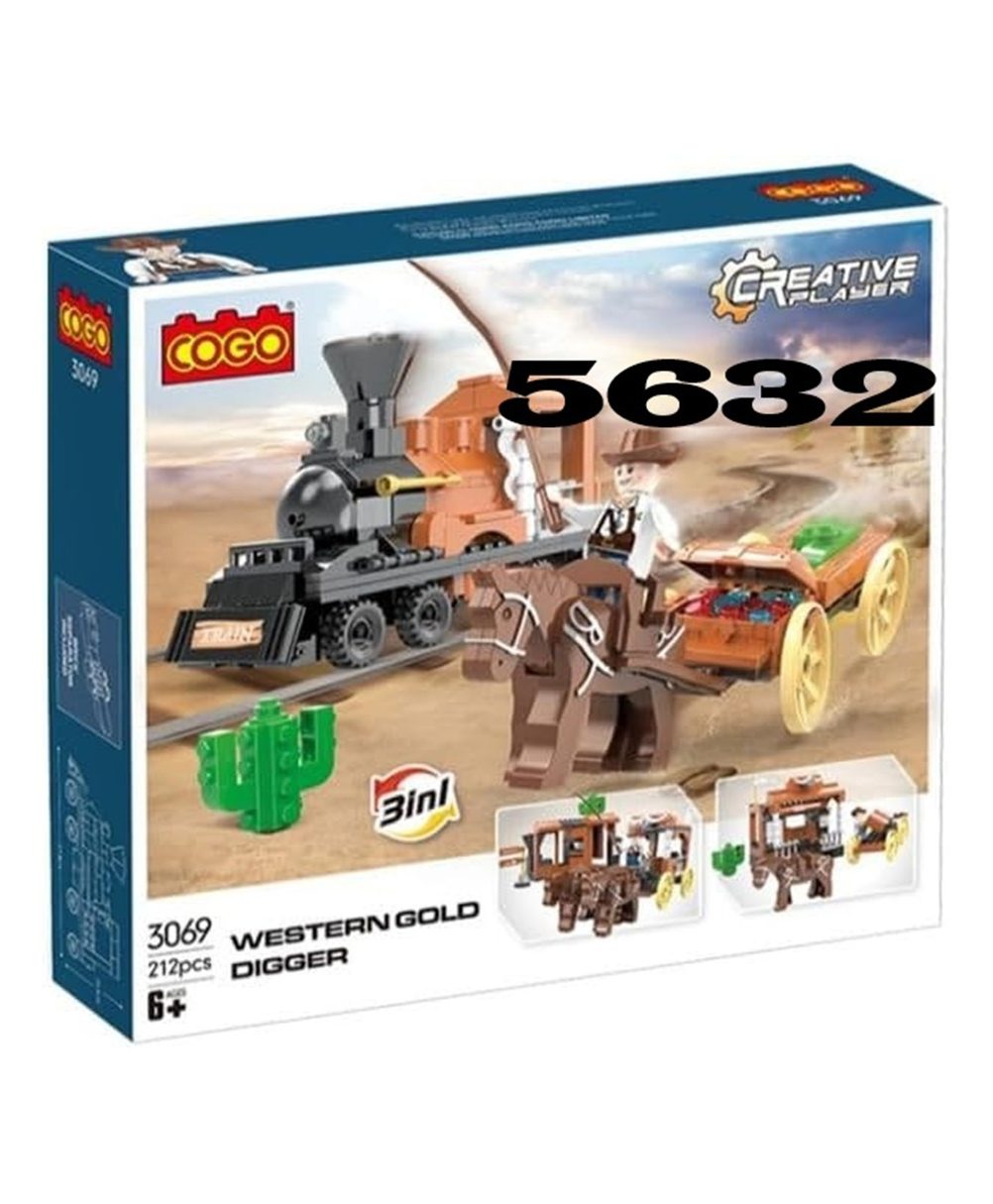 AKN TOYS Creative Player Western Gold Digger Building Blocks - 212 Pcs - Pack of 1 - ( Color May Vary )-image-37