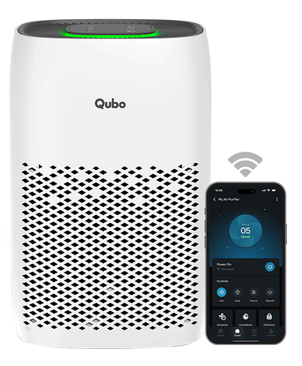 Qubo Smart Air Purifier Q200 for Home by Hero Group | 200 Sqft | 9000 Hrs Filter Life - White