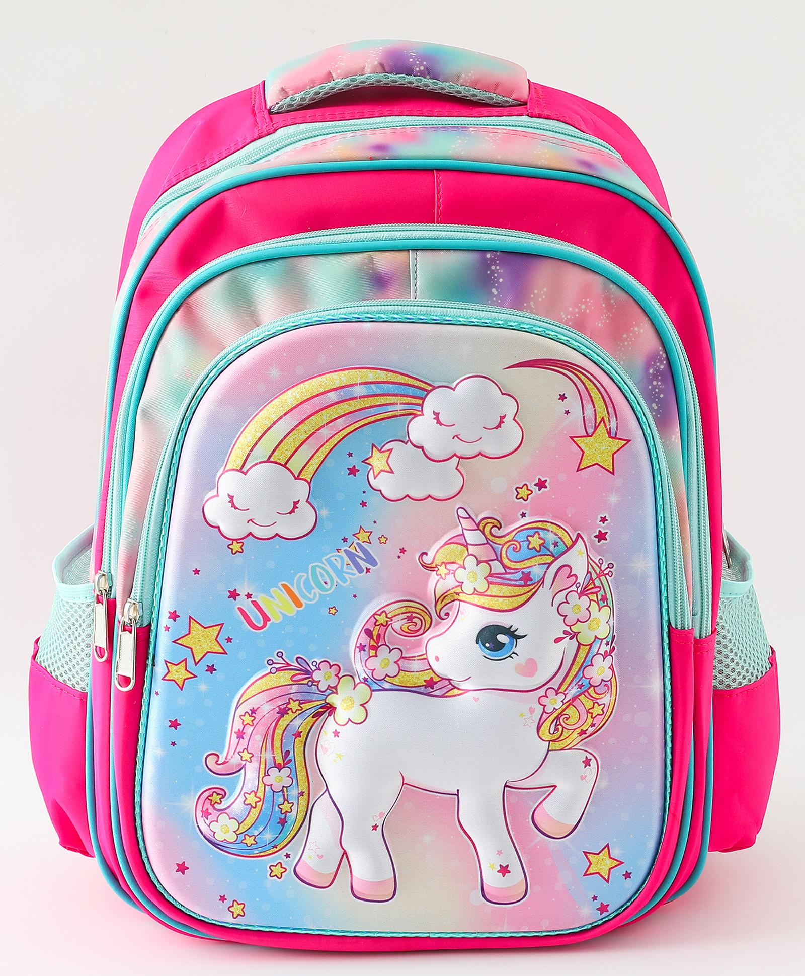 Play Nation Rainbow Unicorn School Backpack 21L - Pink| 3 Main Compartments, 2 Bottle Pockets| Adjustable & Padded Shoulder Straps| Water Resistant| Ideal for School, Travel & Exploration| 16 Inches-image-19