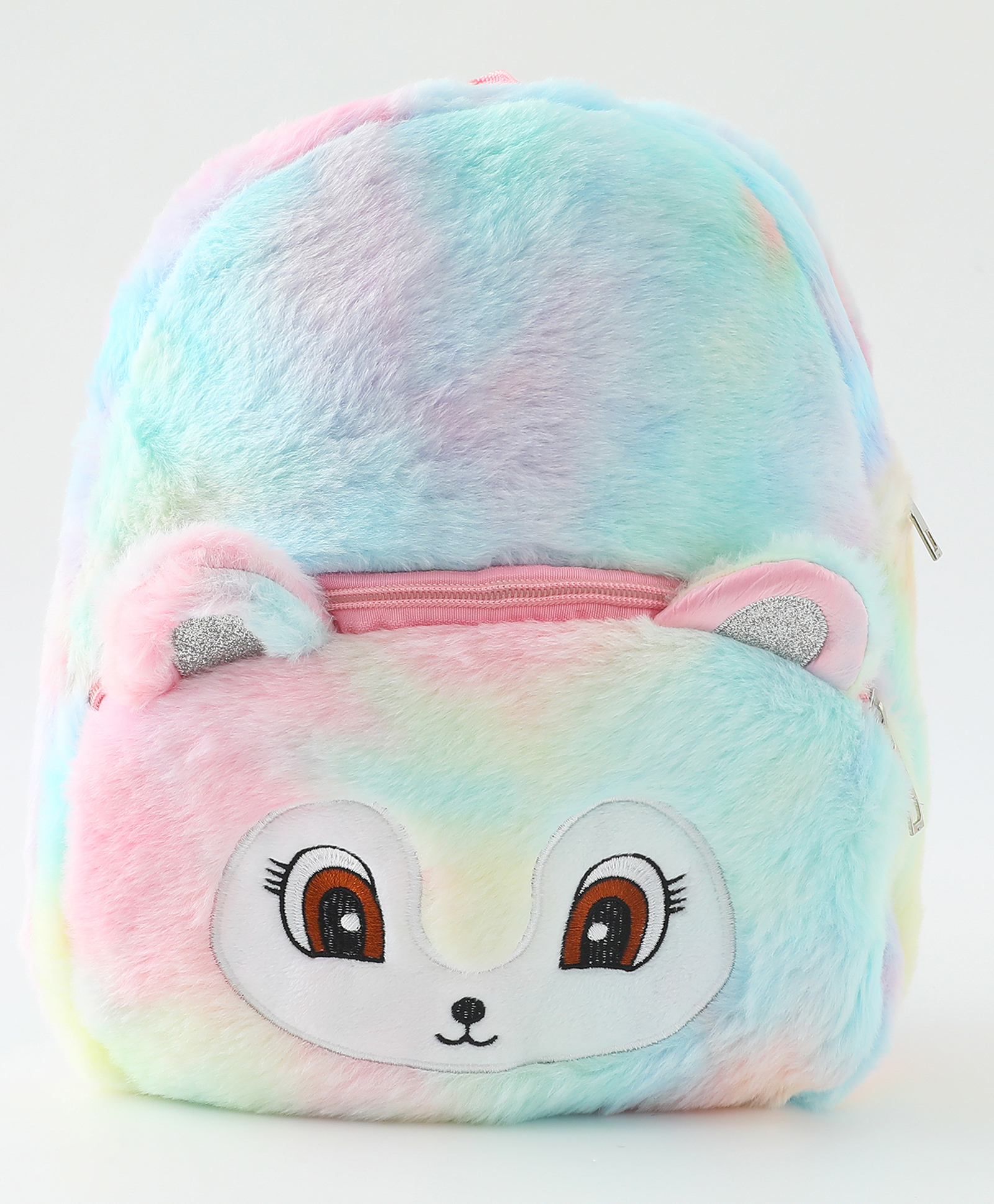 Animal Face Plush School Backpack 5L - Multicolor| 1 Compartment,1 Pocket| Padded Shoulder Strap| 11inches| School Bag for Kinder Garden Boys & Girls-image-38
