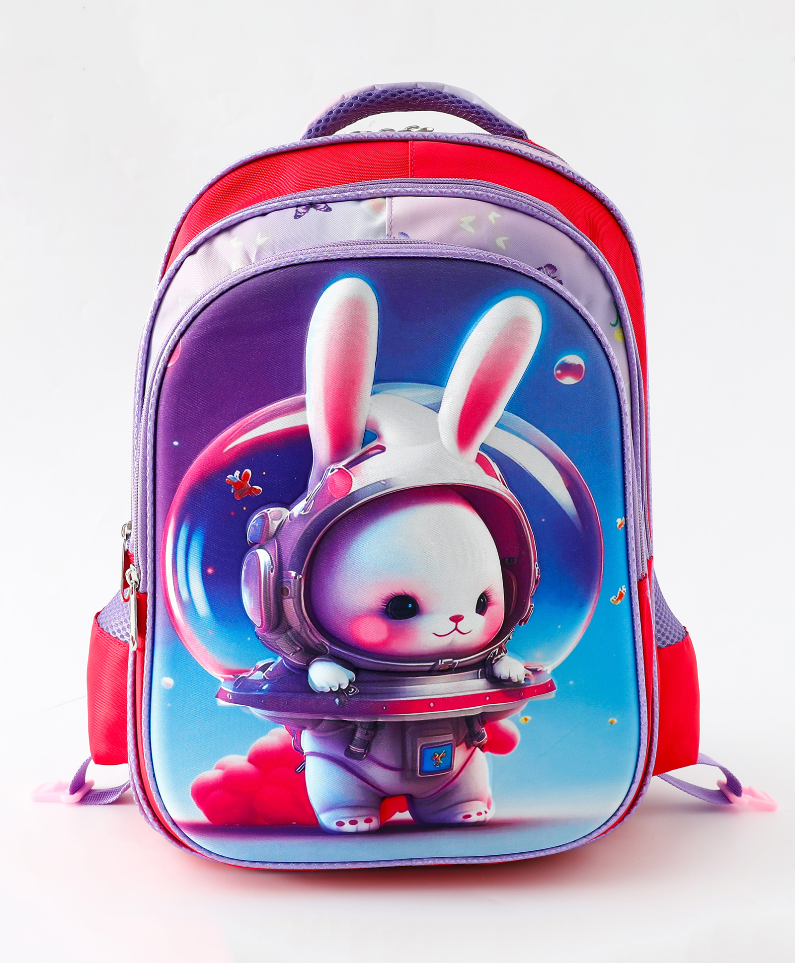 Babyhug Astro Bunny Kids School Backpack with Detachable Trolley 19L - Red| Lightweight Bag for Boys & Girls| Adjustable Padded Shoulder Strap| 3 Spacious Compartments| Bottle Pouch - Height 19 Inches-image-25