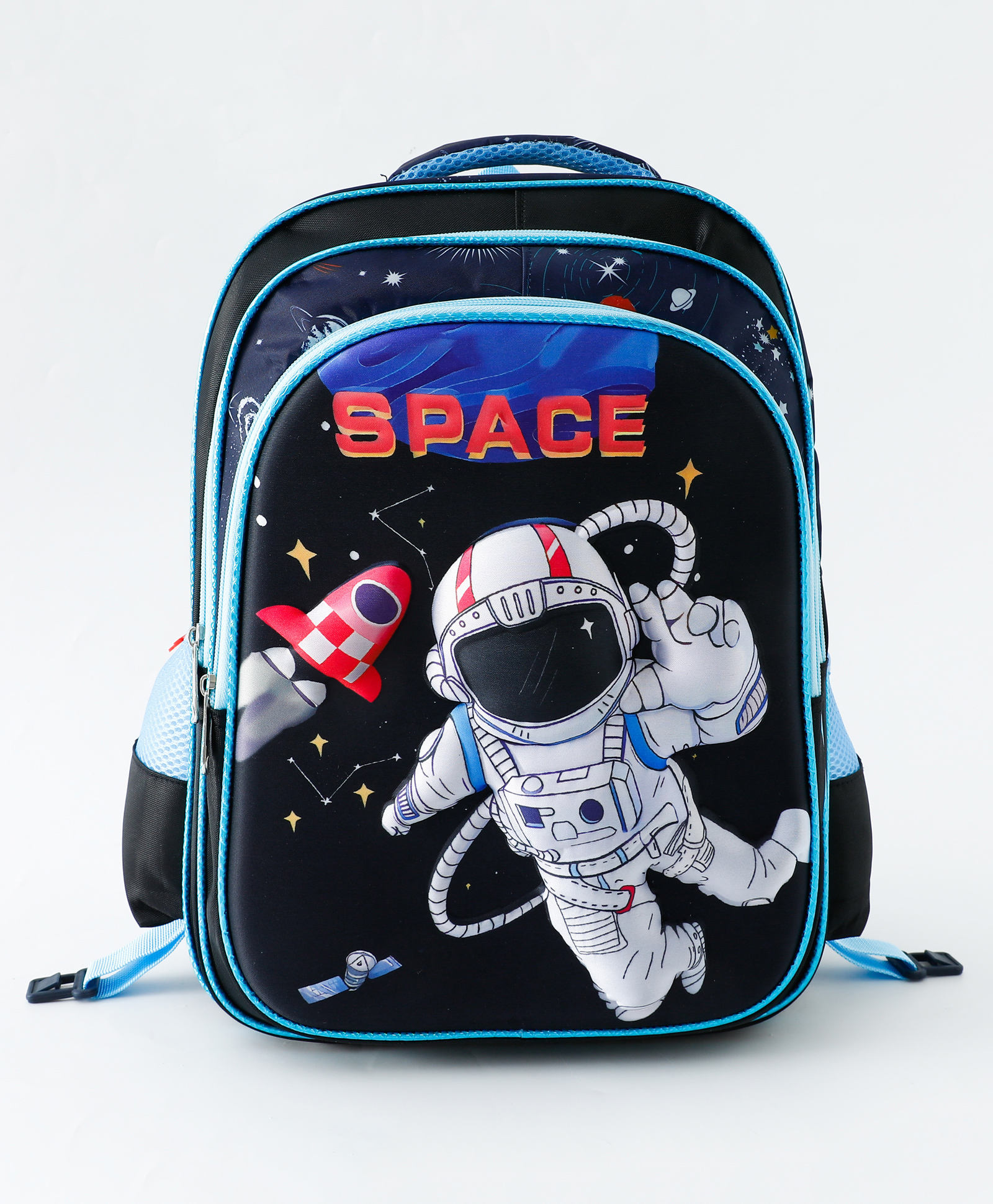 Babyhug Astronaut Kids School Backpack with Detachable Trolley 19L - Black| Lightweight Bag for Boys & Girls| Adjustable Padded Shoulder Strap| 3 Spacious Compartments| Bottle Pouch-image-26