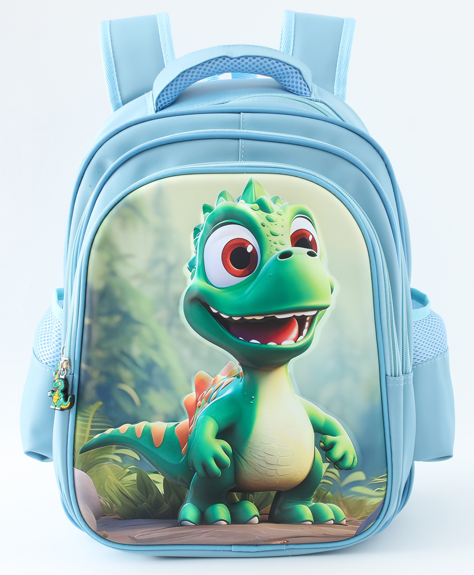 Dino Kids Backpack with Padded Strap 19L - Blue| Water Resistant| Adjustable Shoulder Strap| Lightweight| Easy to Clean| School Bag for Boys & Girls| Bottle Pouch - Height 15 Inches