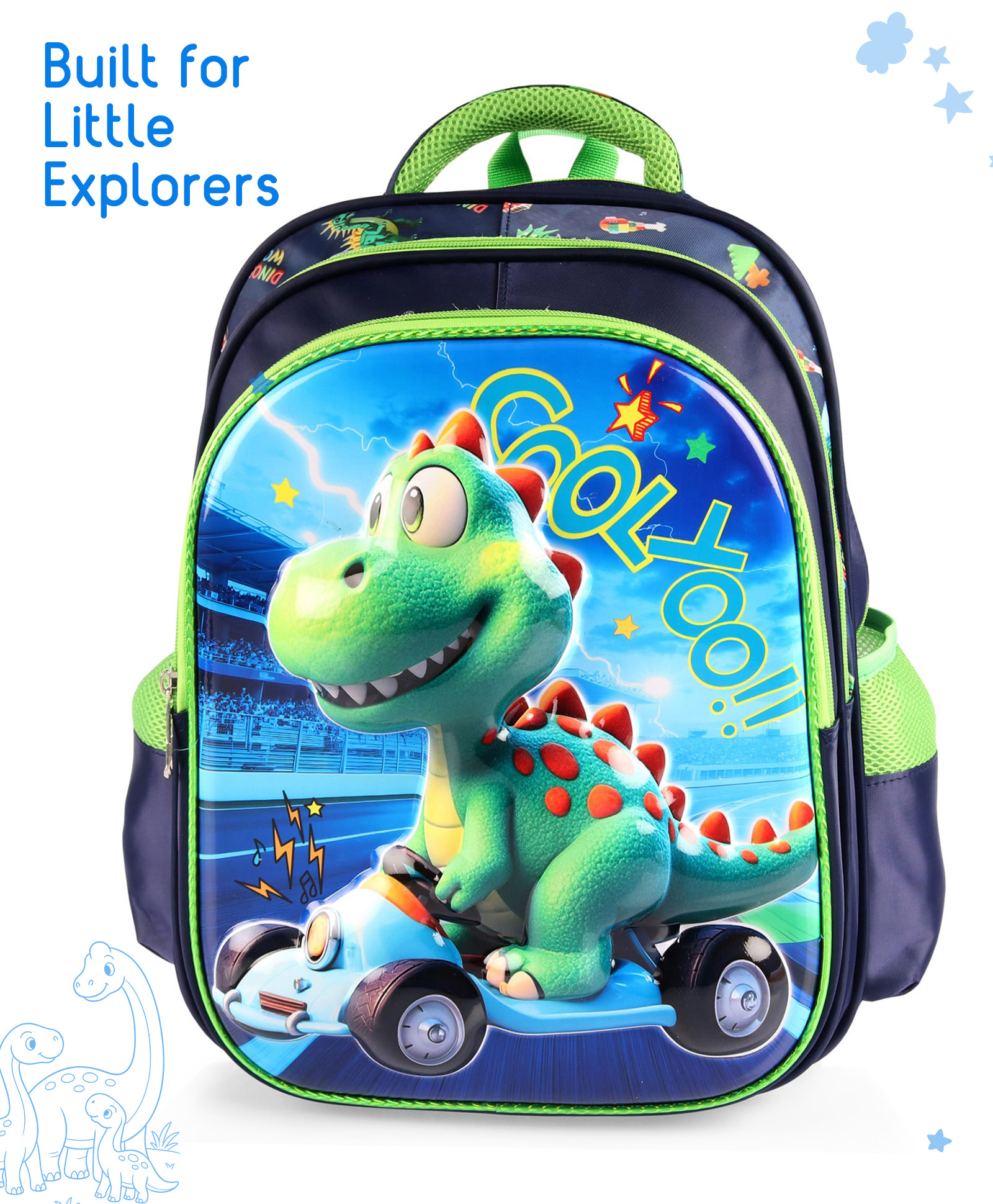 Play Nation Dino Printed Backpack Blue - Height 16 Inches-picture-26