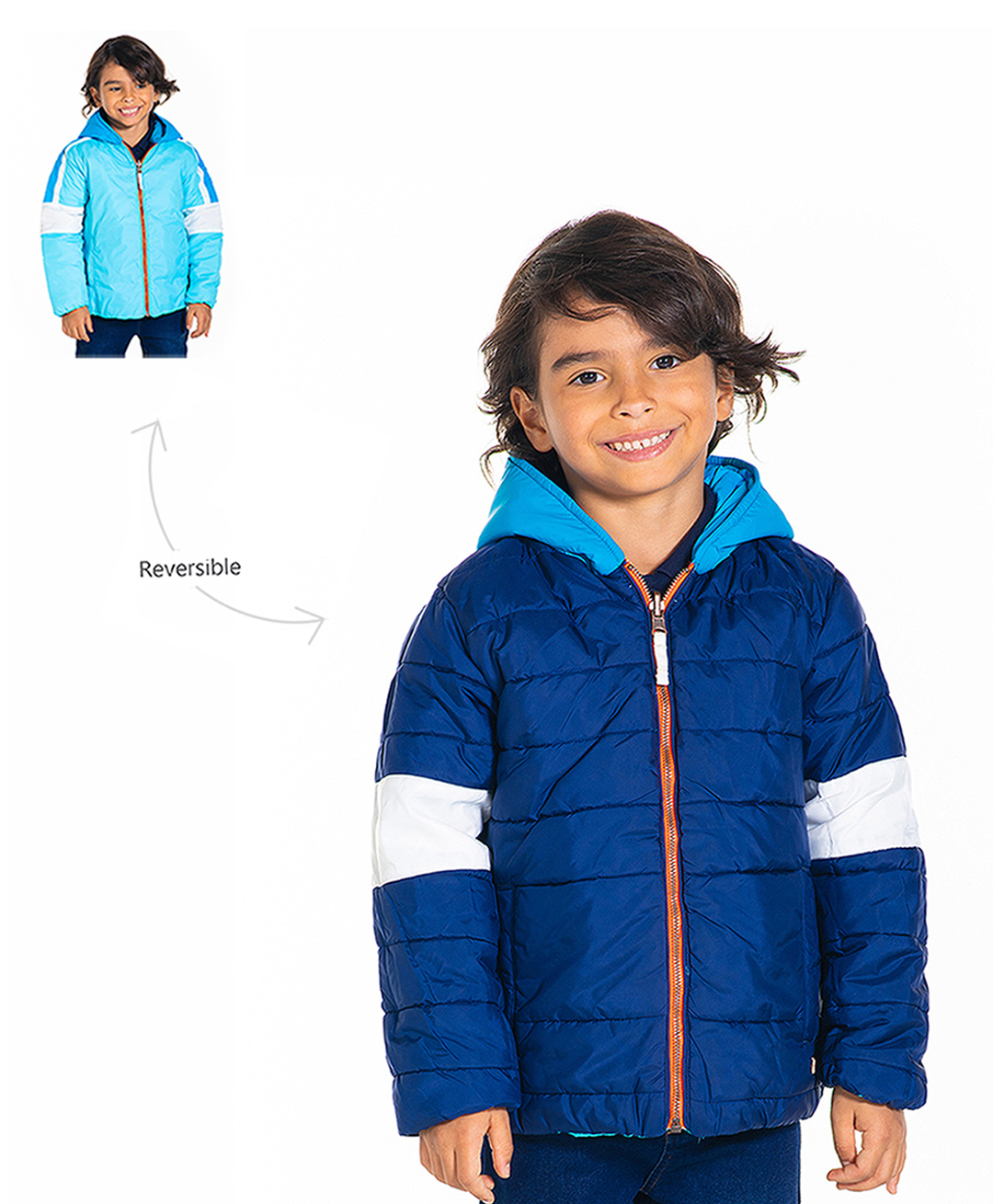 Cherry Crumble By Nitt Hyman Full Sleeves Cut & Sew Quilted Hooded Reversible Unisex Winter Jacket - Blue-picture-35